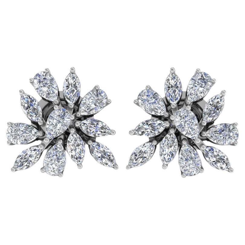 2.30 Ct SI/HI Marquise Pear Diamond Stud Earrings 18 Karat White Gold Jewelry