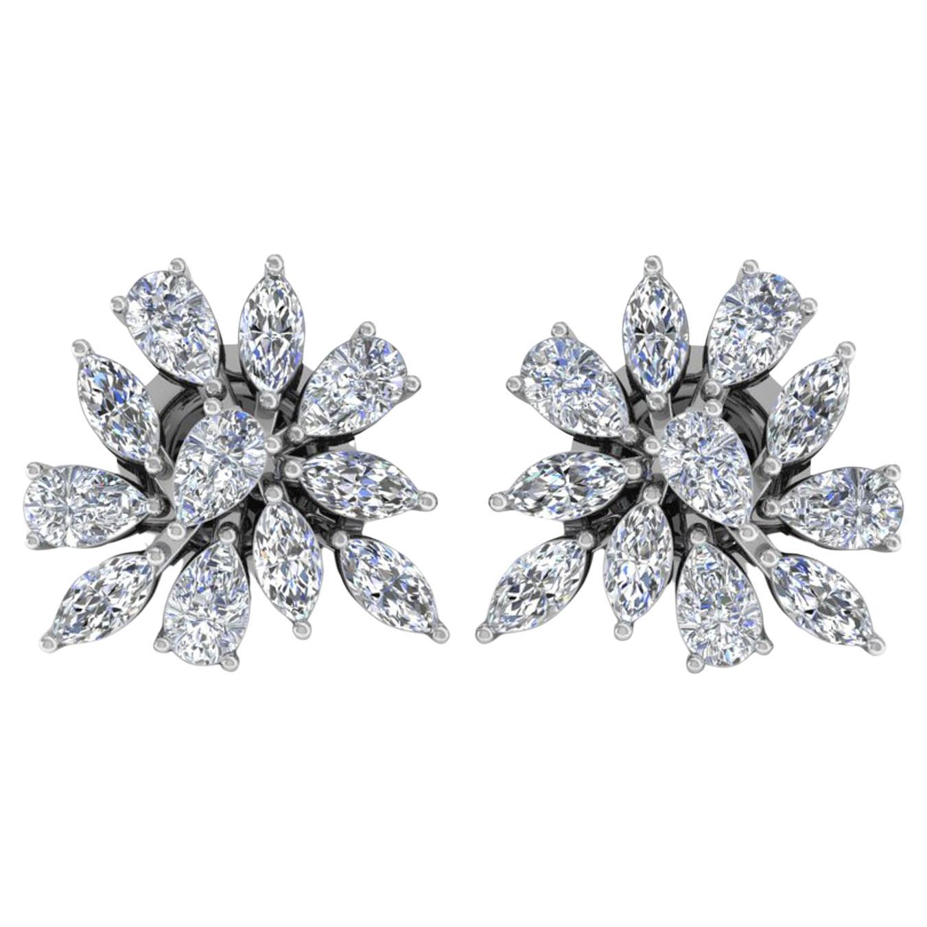 Pendientes de oro blanco de 18 quilates con diamantes marquesa pera SI/HI de 2,30 qt
