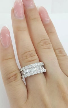 2.30 Emerald Cut Diamond Wedding Band in 18K White Gold
