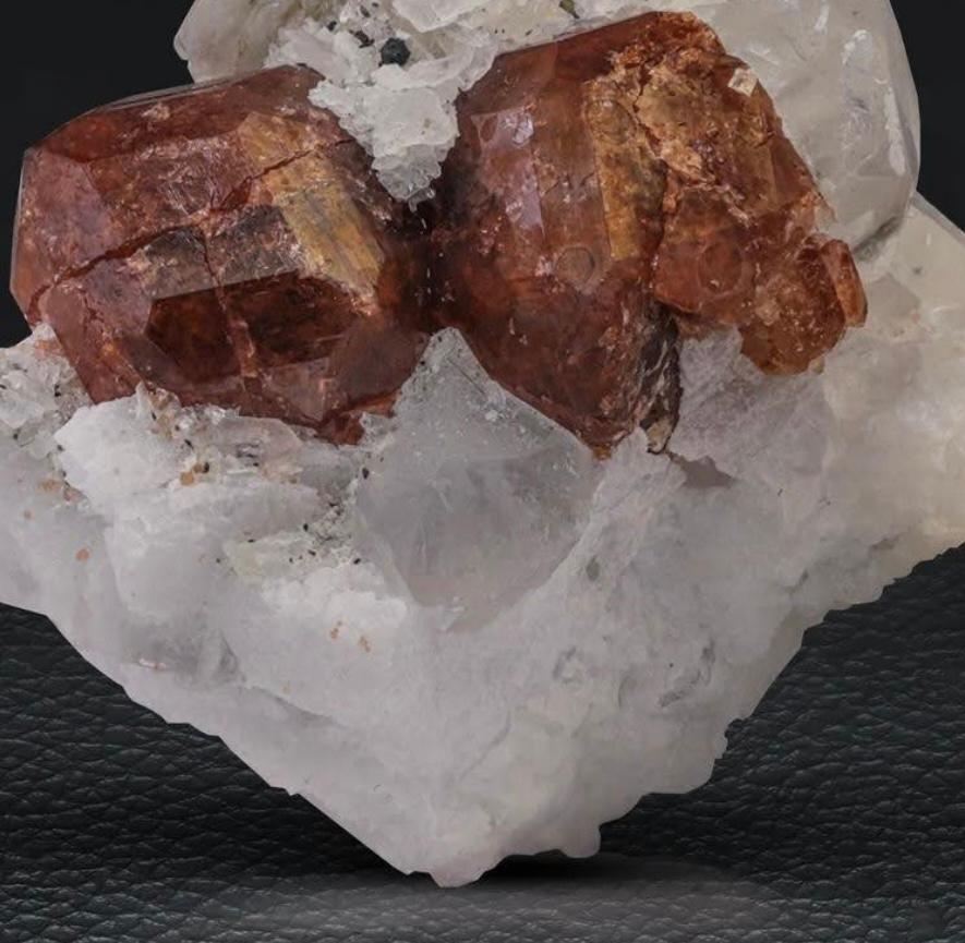 Adam Style 230 Grams Vibrant Red Hassonite Garnet Crystals On Quartz From Pakistan For Sale