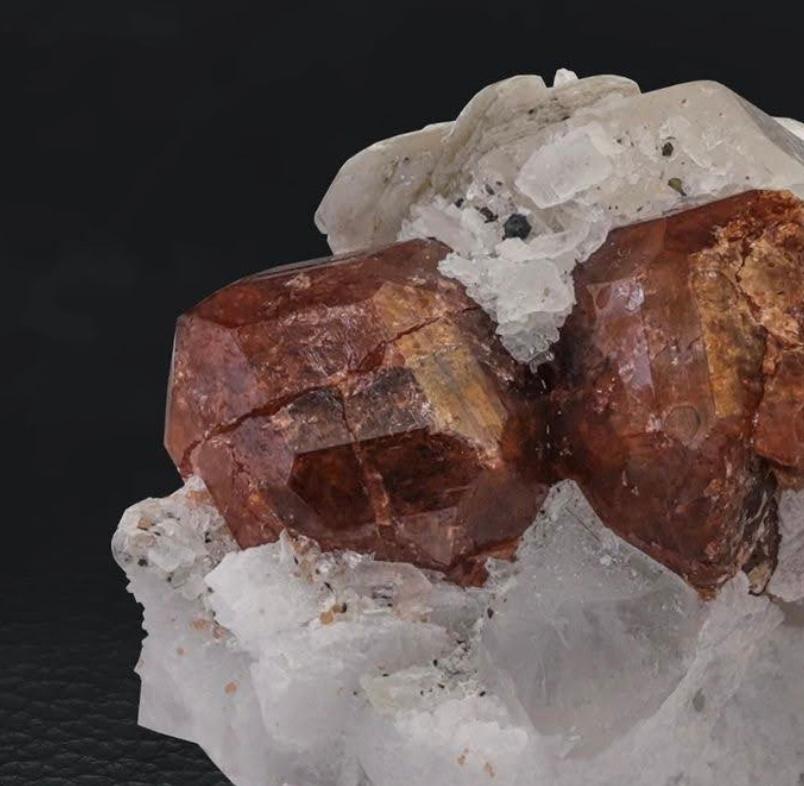 Pakistani 230 Grams Vibrant Red Hassonite Garnet Crystals On Quartz From Pakistan For Sale
