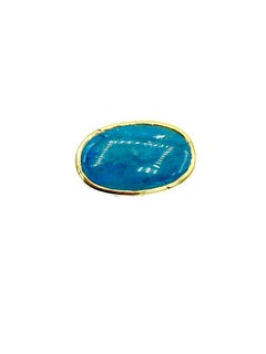 Anello da cocktail in oro 18 carati con acquamarina cabochon e diamante da 23,00 carati