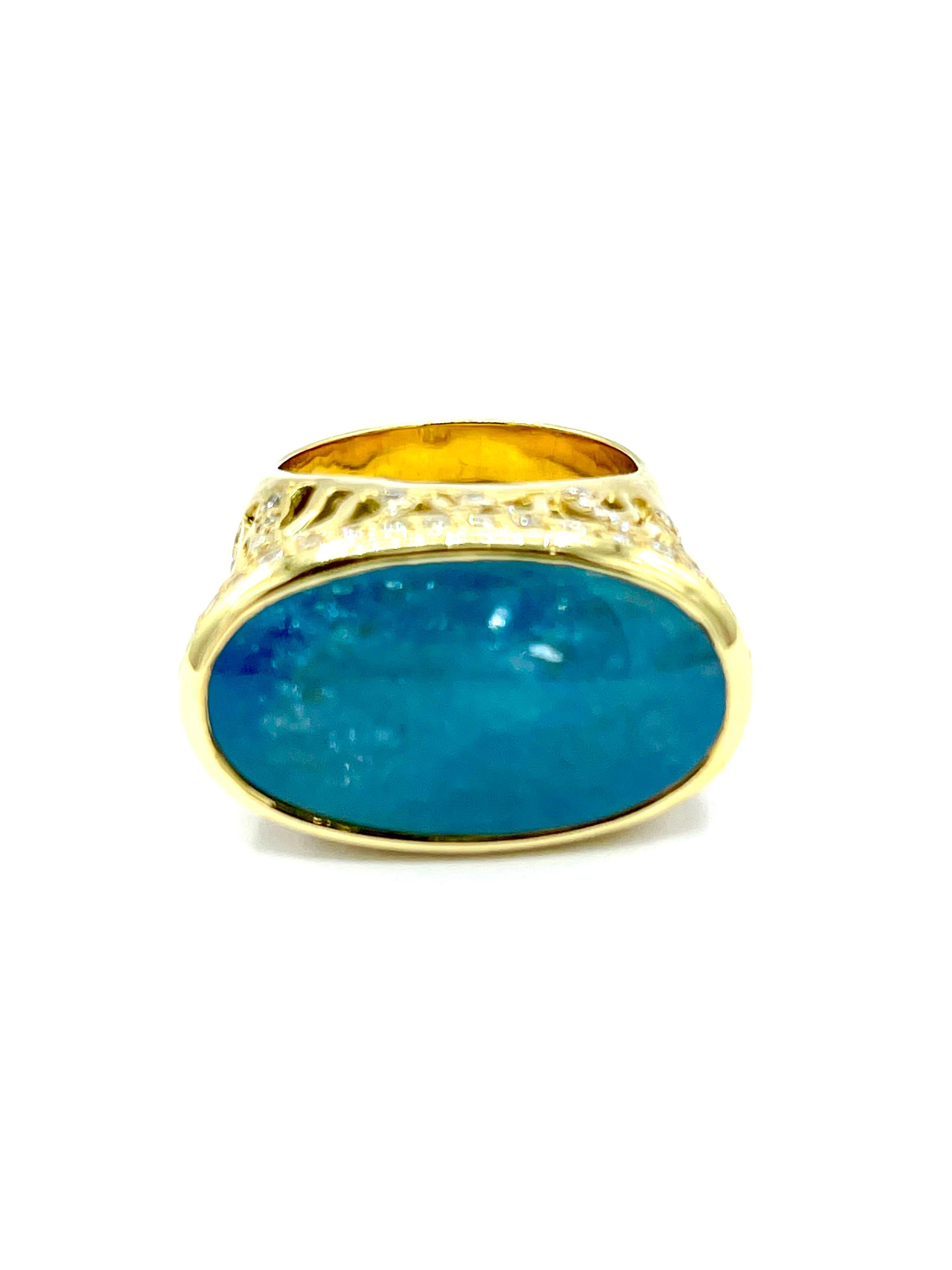 18k yellow gold aquamarine cabochon ring