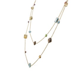 23.00 Carat Multi-Color Gemstone Yellow Gold by the Yard Necklace