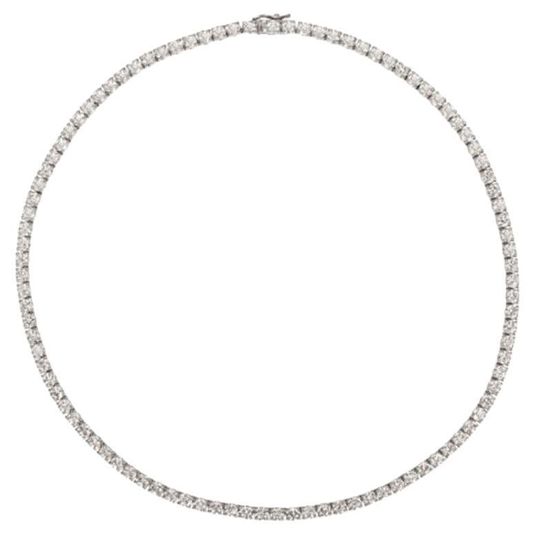 24.00 Carat Natural Diamond Tennis Necklace G SI 14K White Gold For Sale