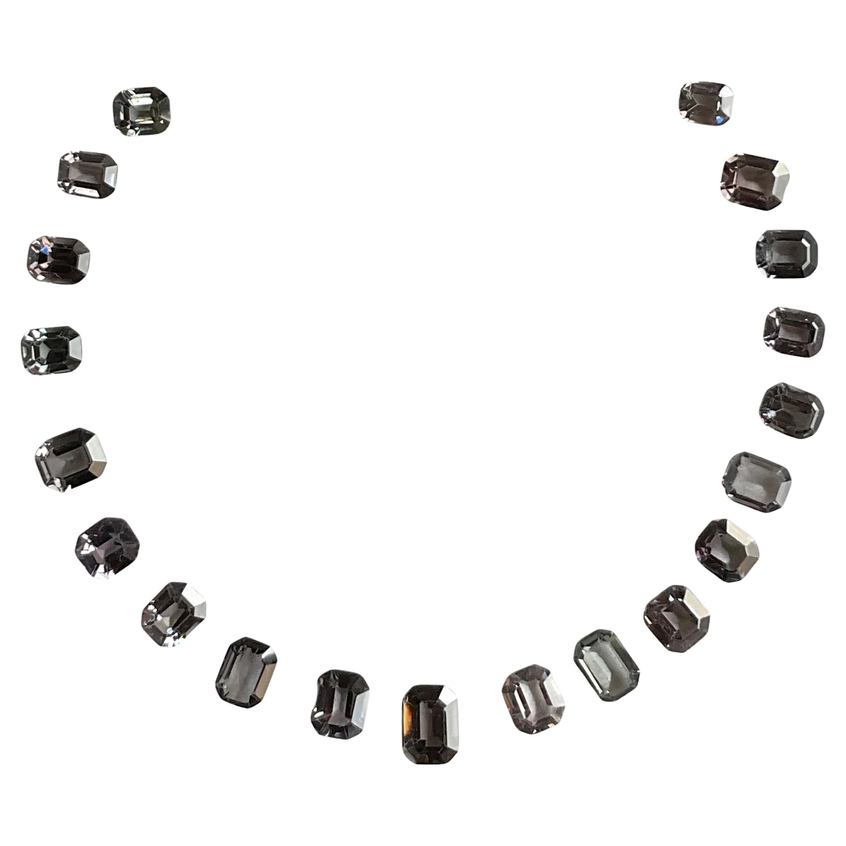 23.01 Carats Burma Grey Spinel Top Quality Natural Octagon Cut Stone Layout Gem