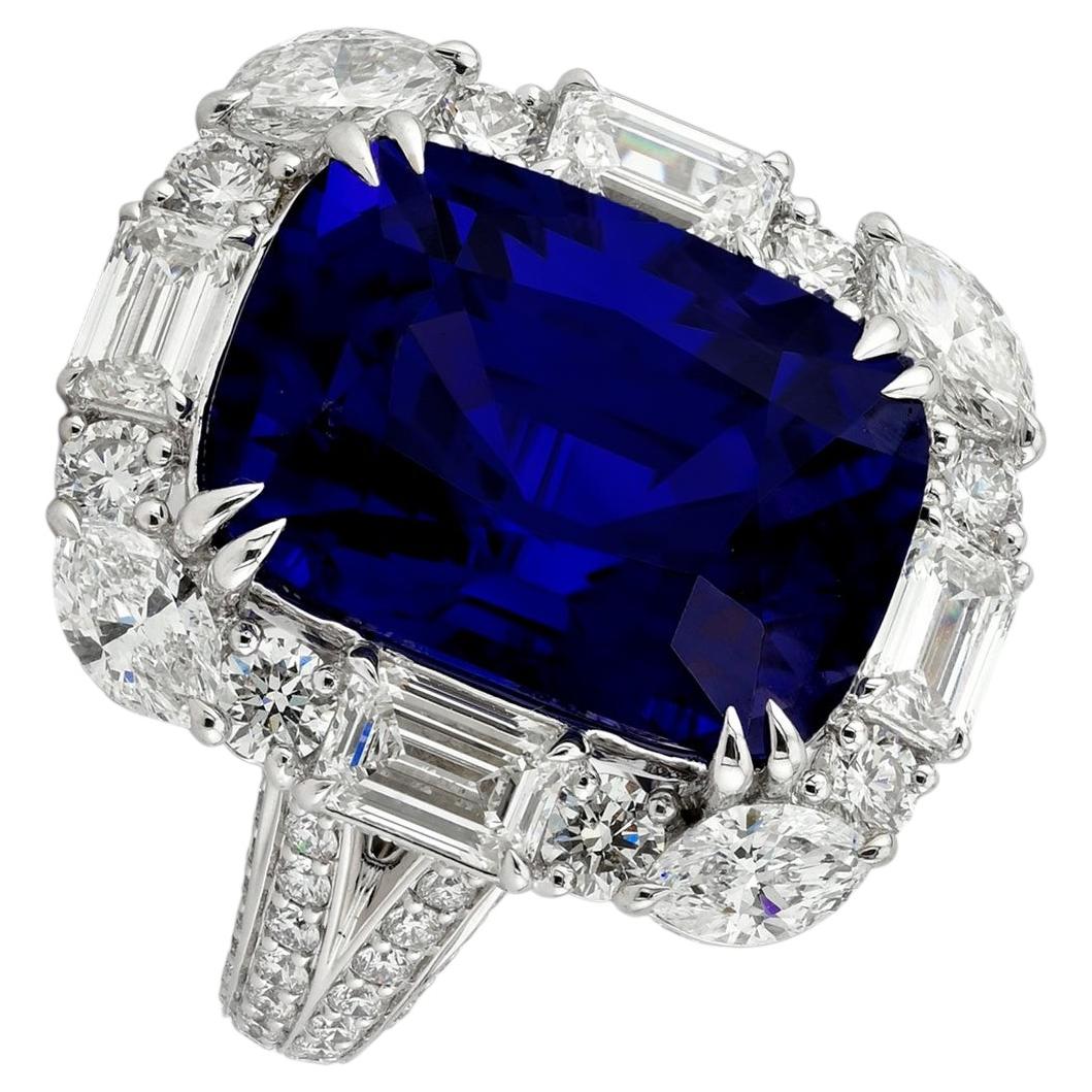 23.01ct Unheated Ceylon Sapphire Diamond Ring