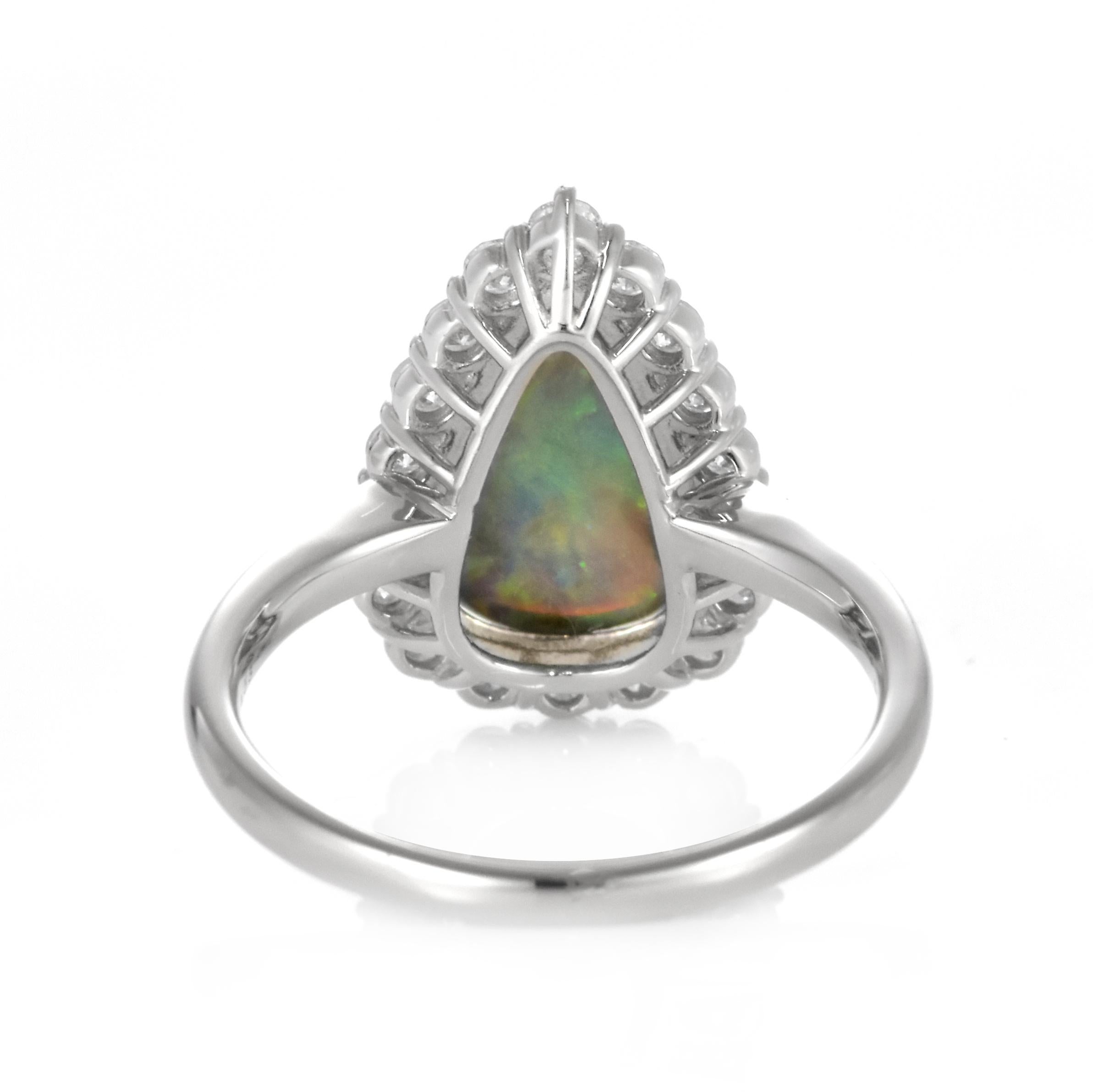 2.302 Carat Natural Australian Black Opal and Diamond Ring Made in Platinum For Sale 7