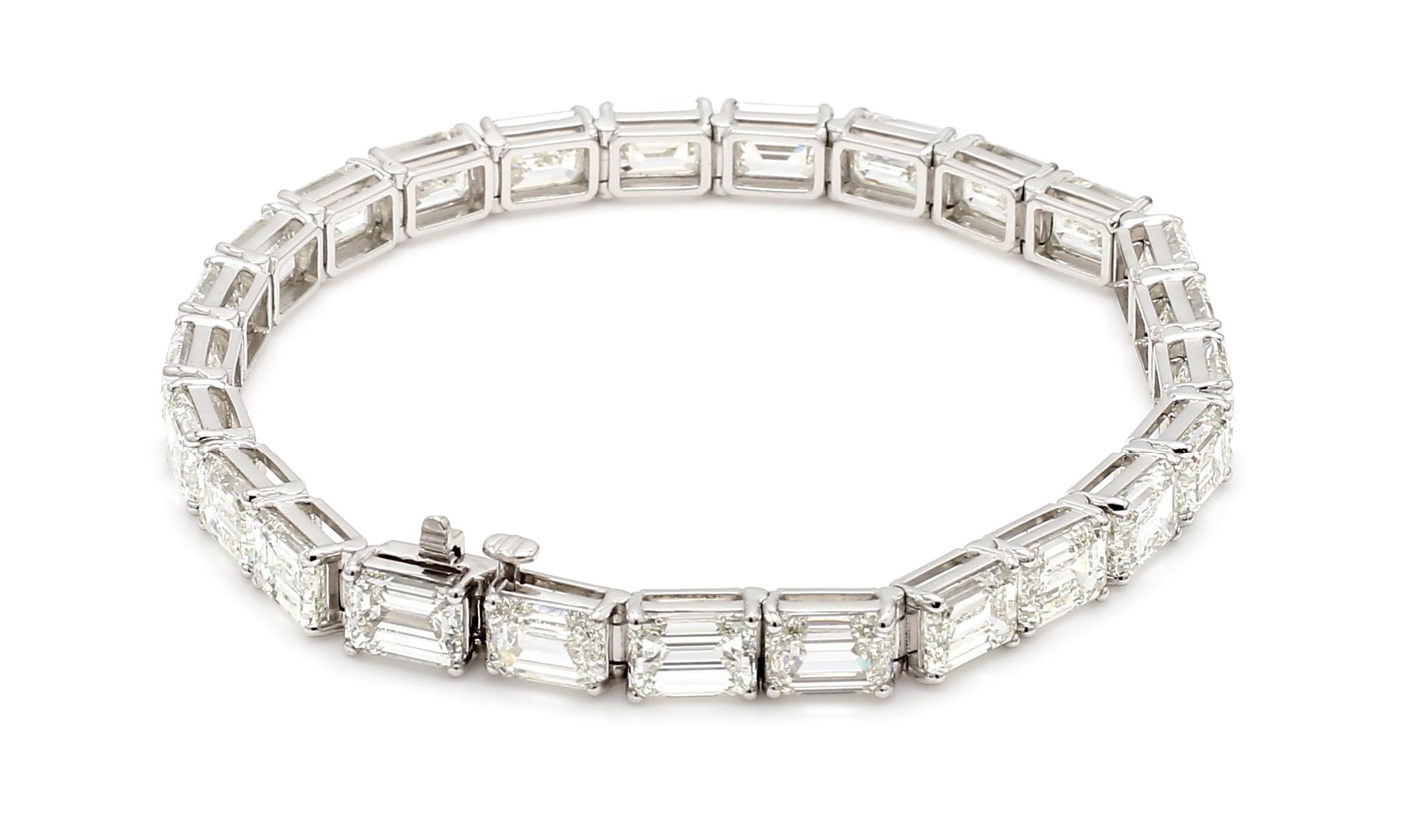 23,02 Karat Diamant im Smaragdschliff und Platin-Tennisarmband von Neil Savalia (Moderne) im Angebot