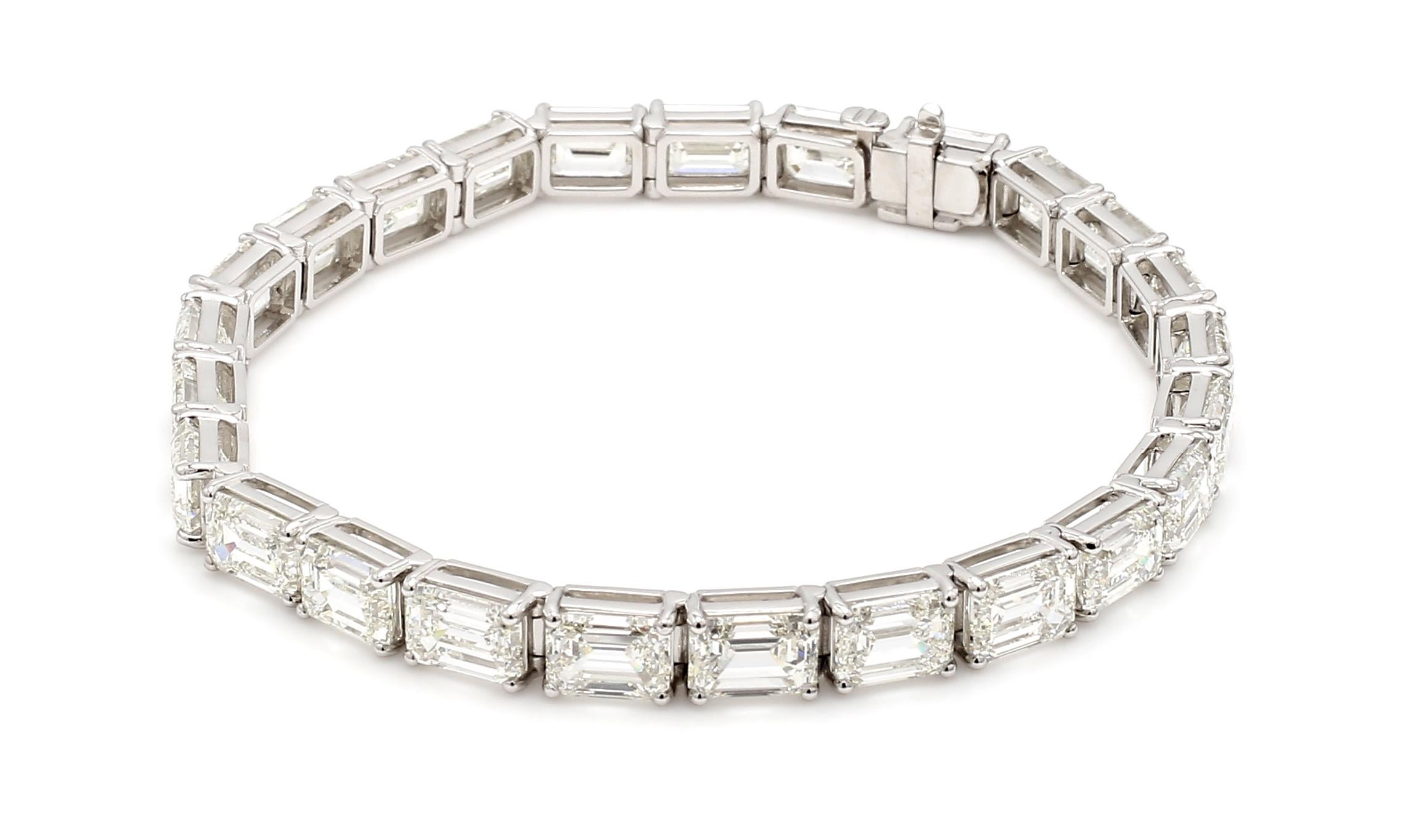 23,02 Karat Diamant im Smaragdschliff und Platin-Tennisarmband von Neil Savalia für Damen oder Herren im Angebot