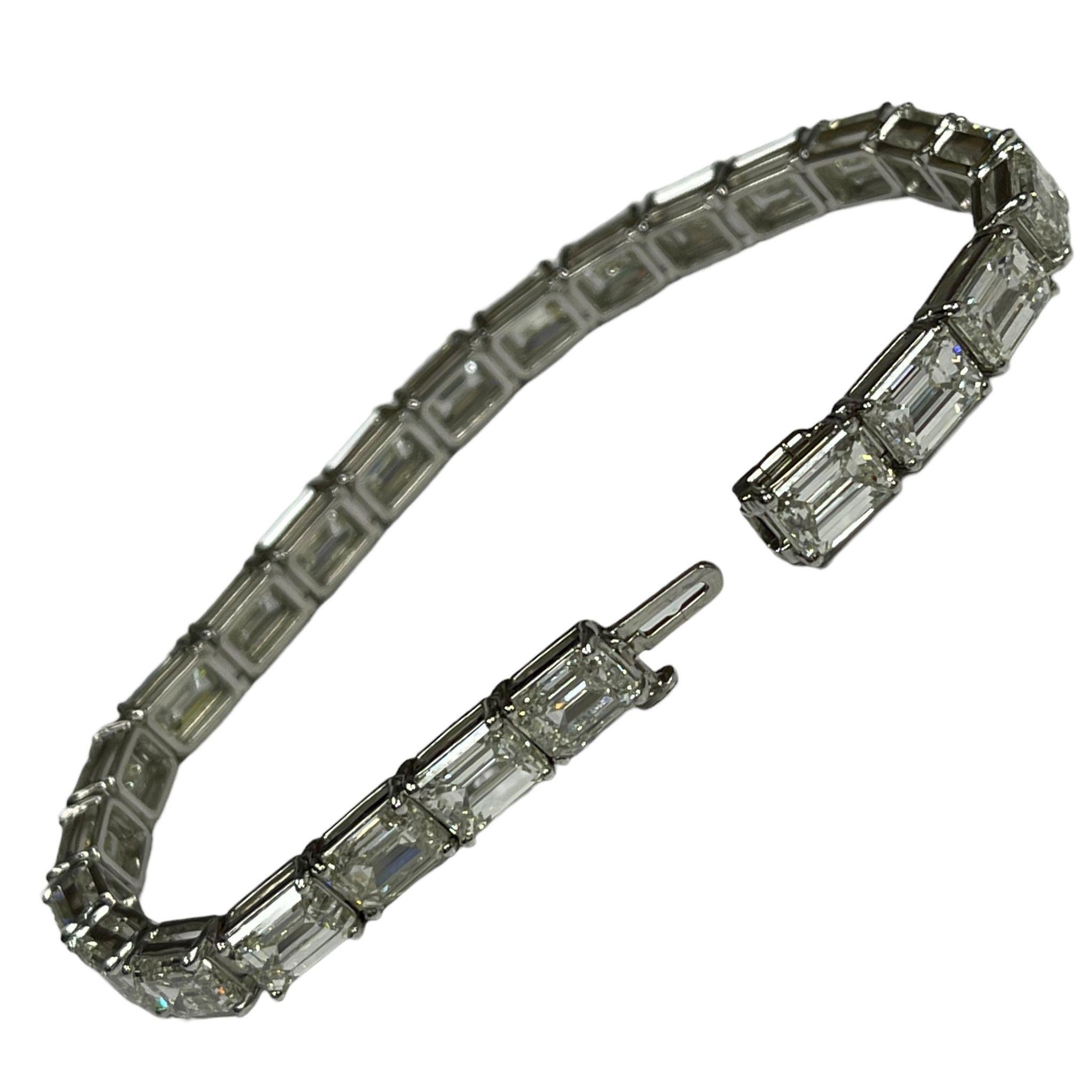 23,02 Karat Diamant im Smaragdschliff und Platin-Tennisarmband von Neil Savalia im Angebot 1