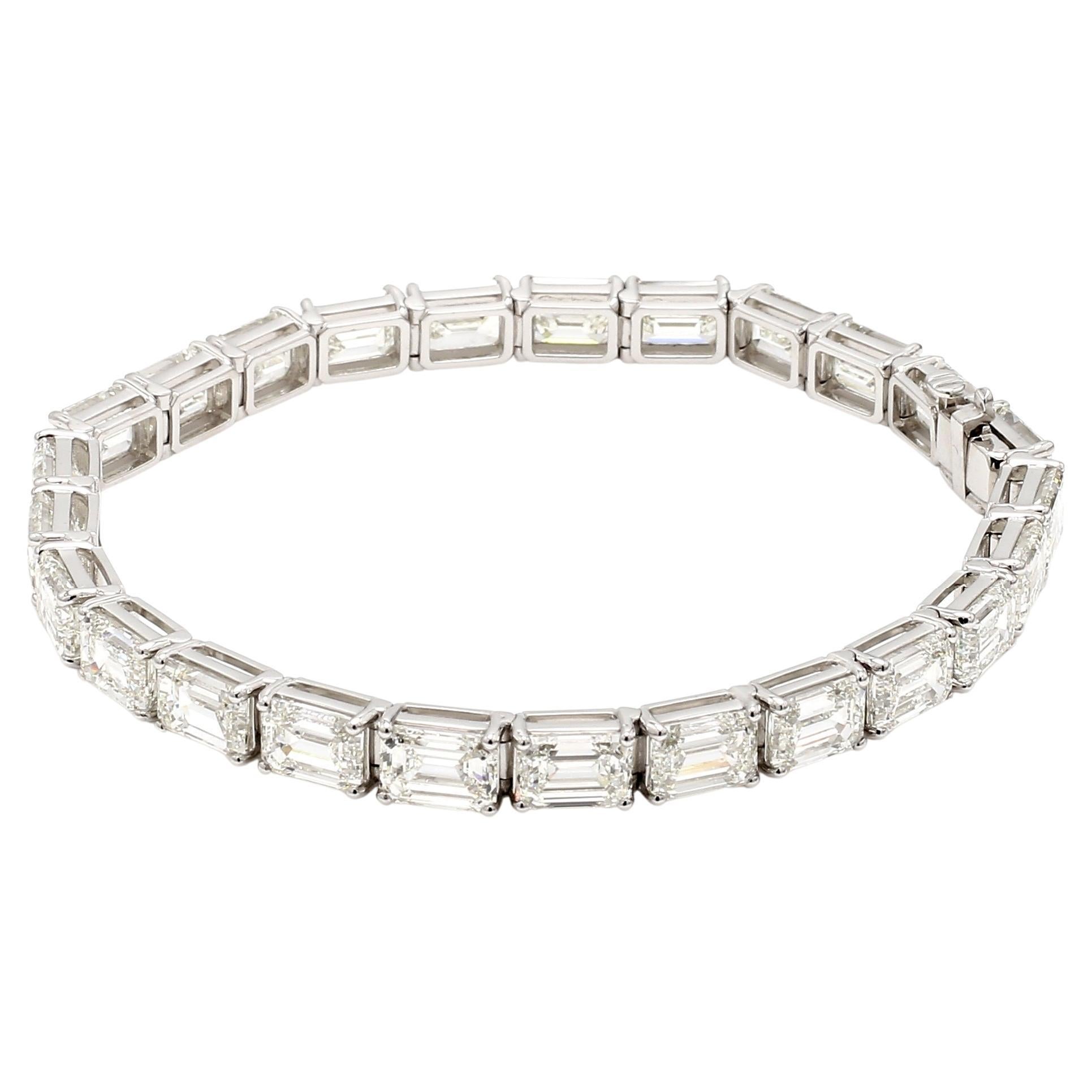 23,02 Karat Diamant im Smaragdschliff und Platin-Tennisarmband von Neil Savalia im Angebot