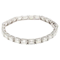 23.02 Carat Emerald Cut Diamond and Platinum Tennis Bracelet by Neil Savalia