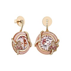 Sunita Nahata Kunzite 23.04ct. Drop Earring in 18KRG with Gemstones & Diamond