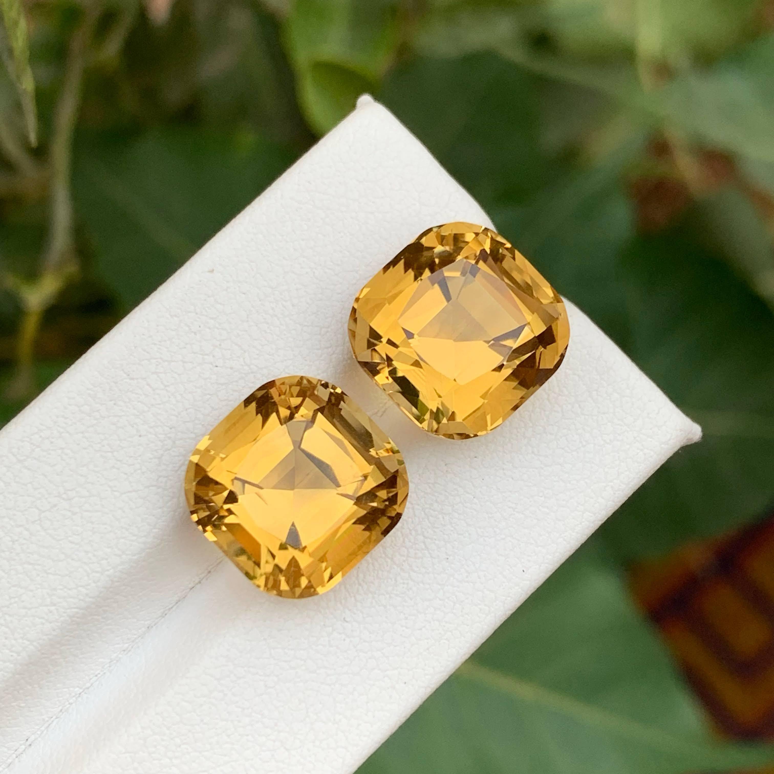 23,05 Carati Nature Sciolto Giallo Oro Citrino Coppia Taglio Cuscino Gemme Brasiliane in vendita 4