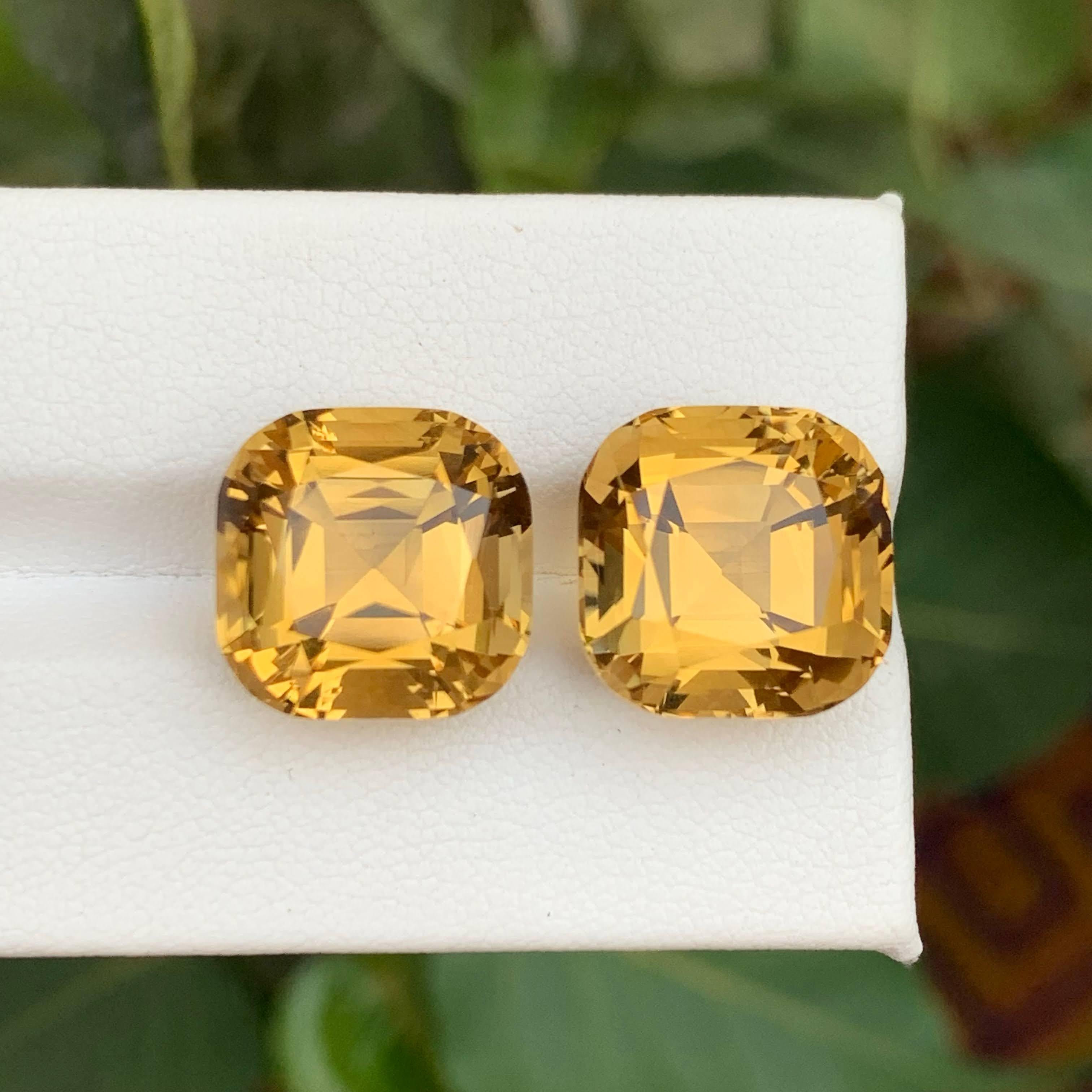 23,05 Carati Nature Sciolto Giallo Oro Citrino Coppia Taglio Cuscino Gemme Brasiliane In condizioni Nuovo in vendita a Bangkok, TH