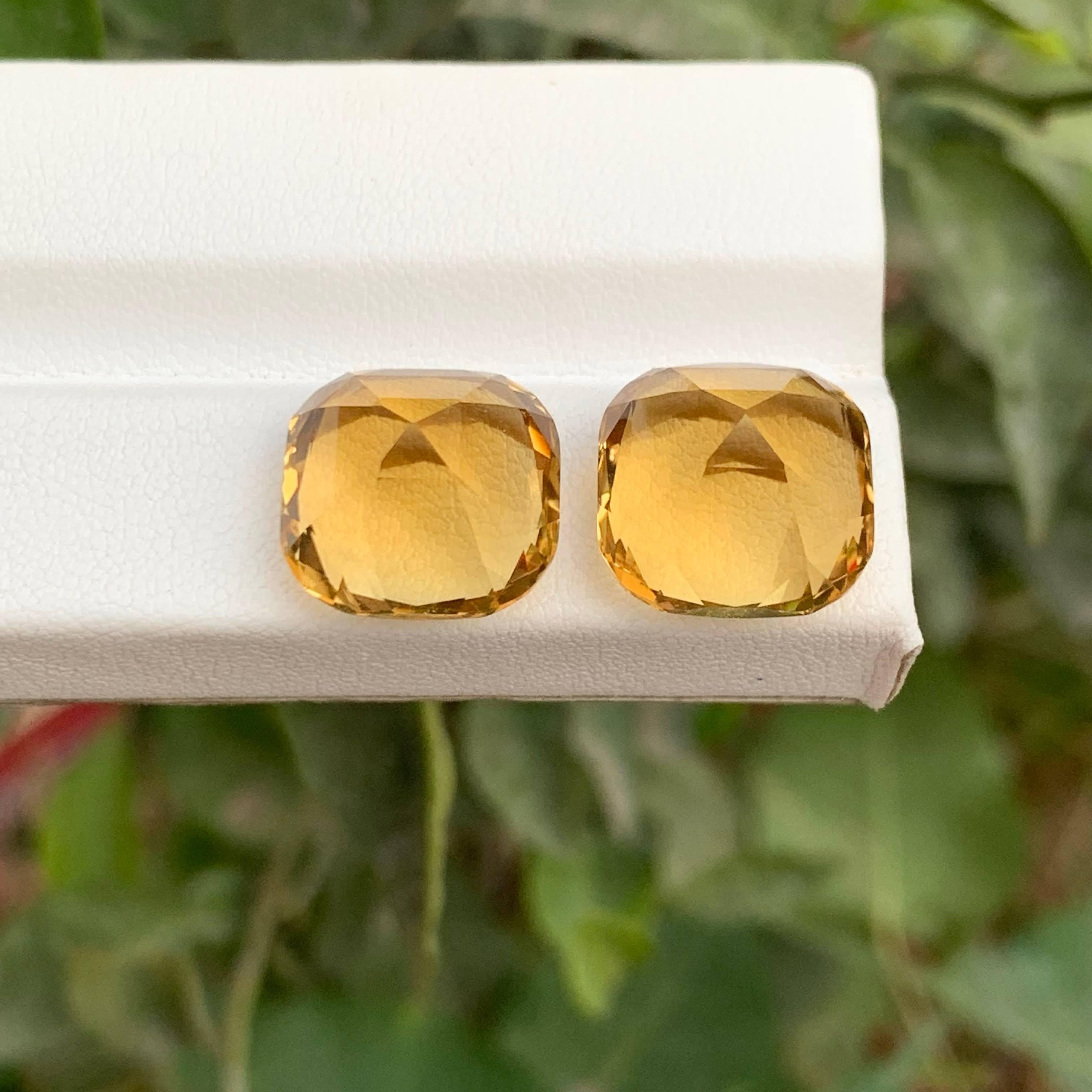 23,05 Carati Nature Sciolto Giallo Oro Citrino Coppia Taglio Cuscino Gemme Brasiliane in vendita 1