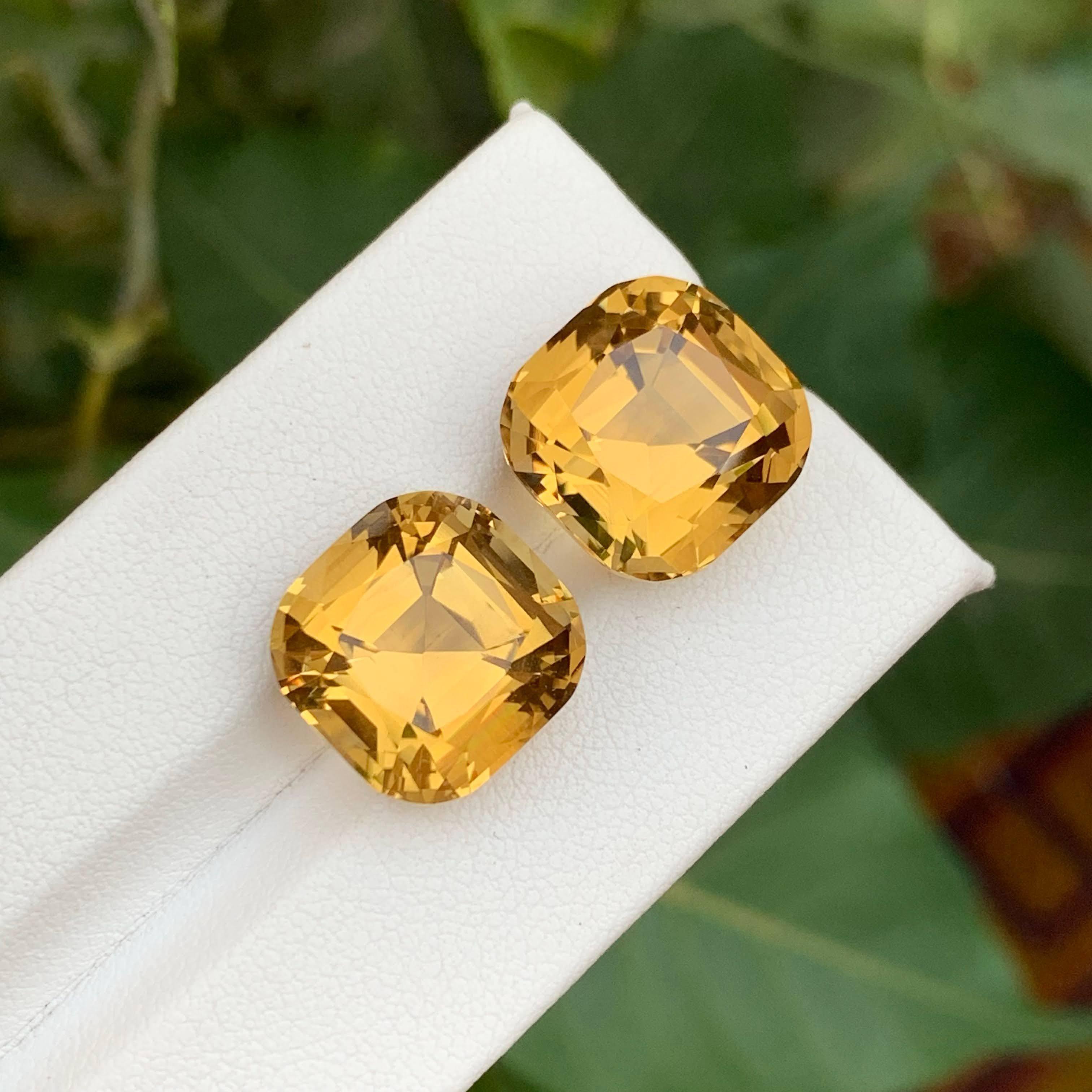 23,05 Carati Nature Sciolto Giallo Oro Citrino Coppia Taglio Cuscino Gemme Brasiliane in vendita 3