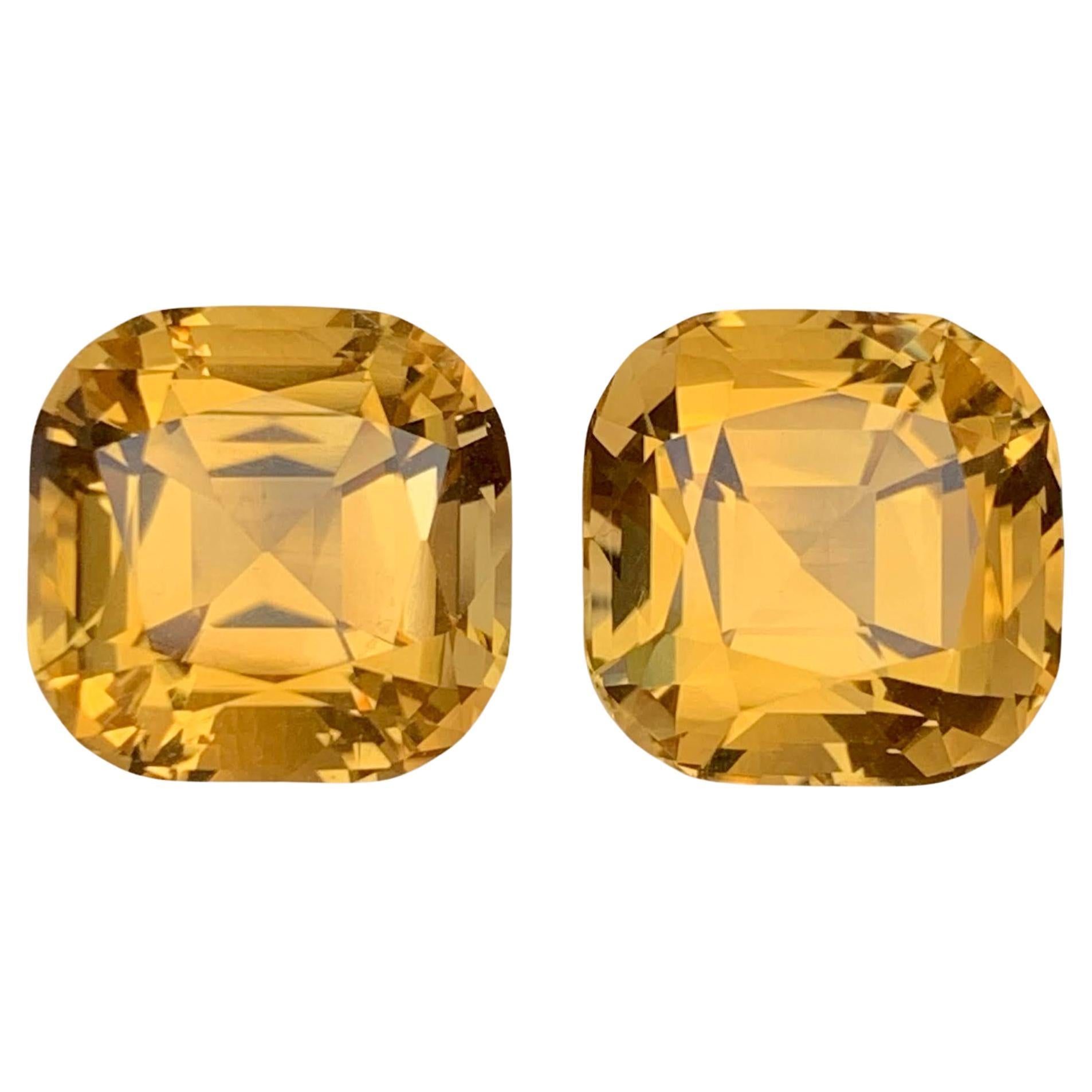 23,05 Carati Nature Sciolto Giallo Oro Citrino Coppia Taglio Cuscino Gemme Brasiliane