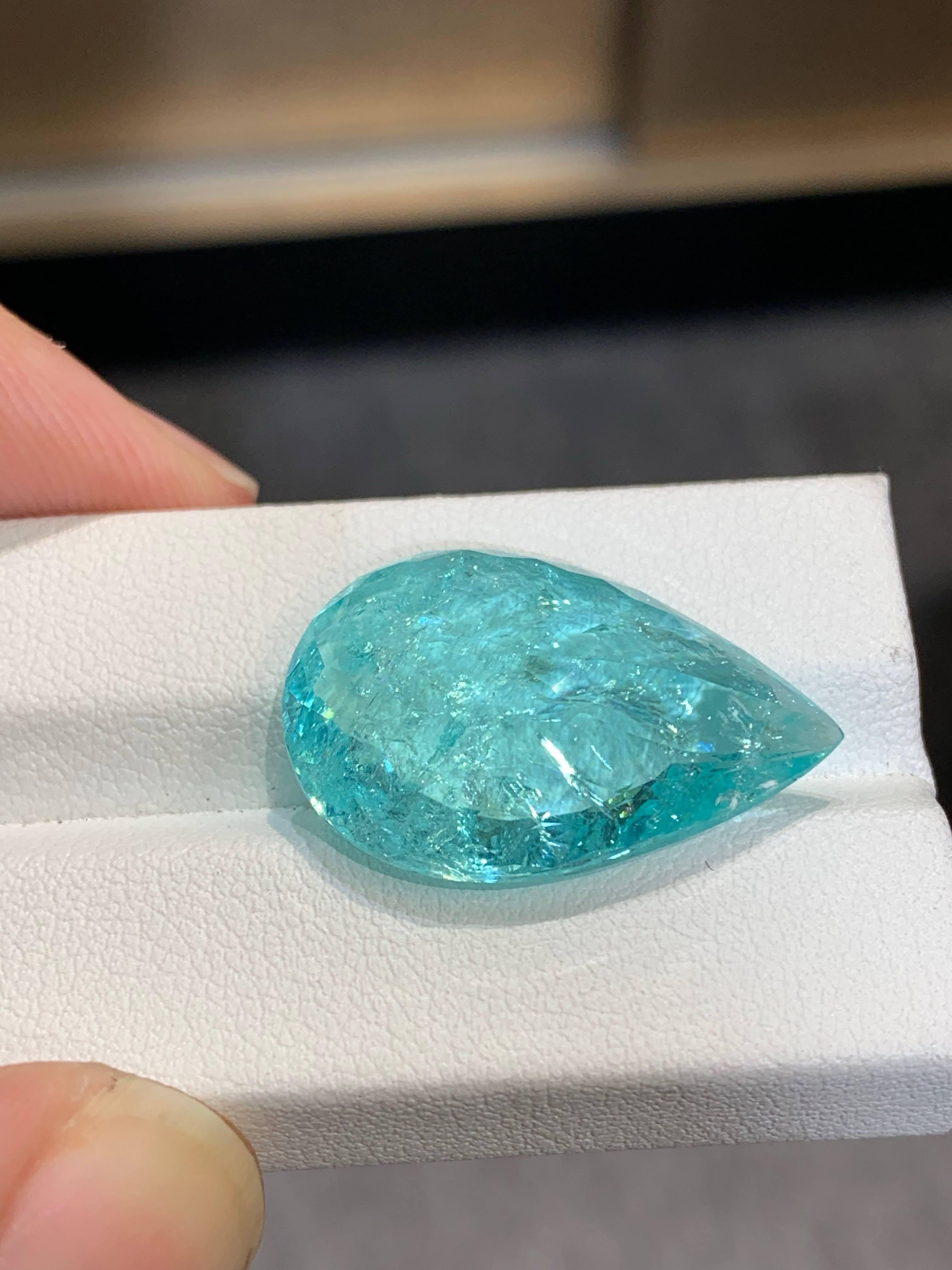 23,07 Carati Naturale Sciolto Certificato Paraiba Tormalina Taglio Pera Mozambico Gemma in vendita 4