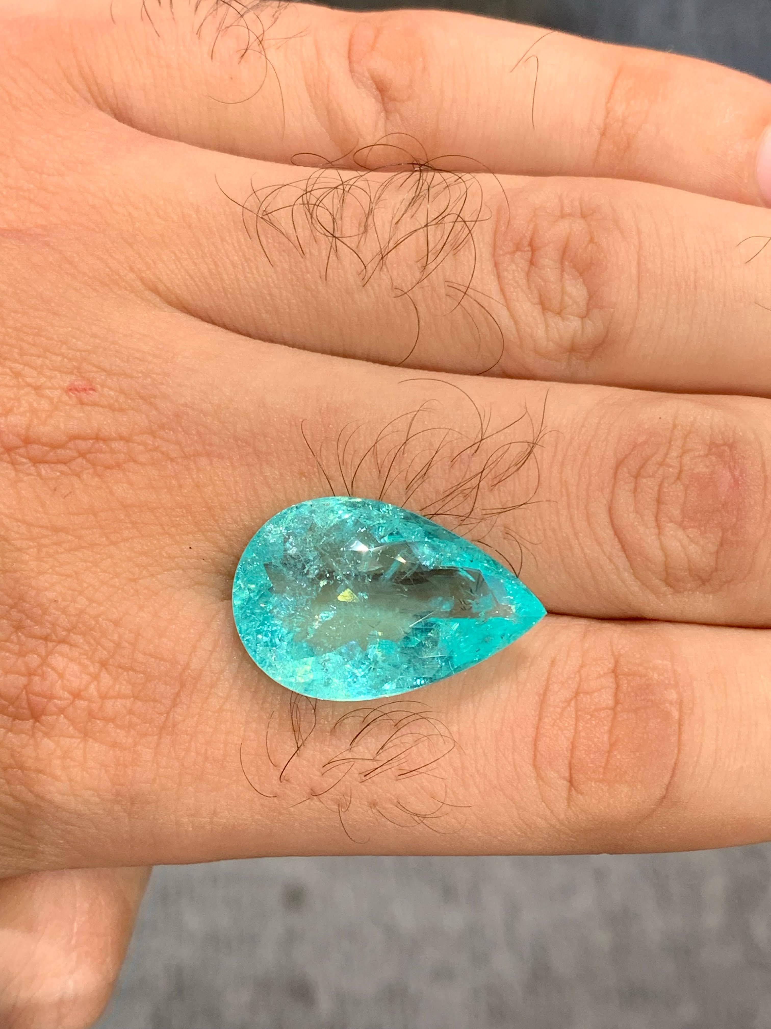 23,07 Carati Naturale Sciolto Certificato Paraiba Tormalina Taglio Pera Mozambico Gemma in vendita 5