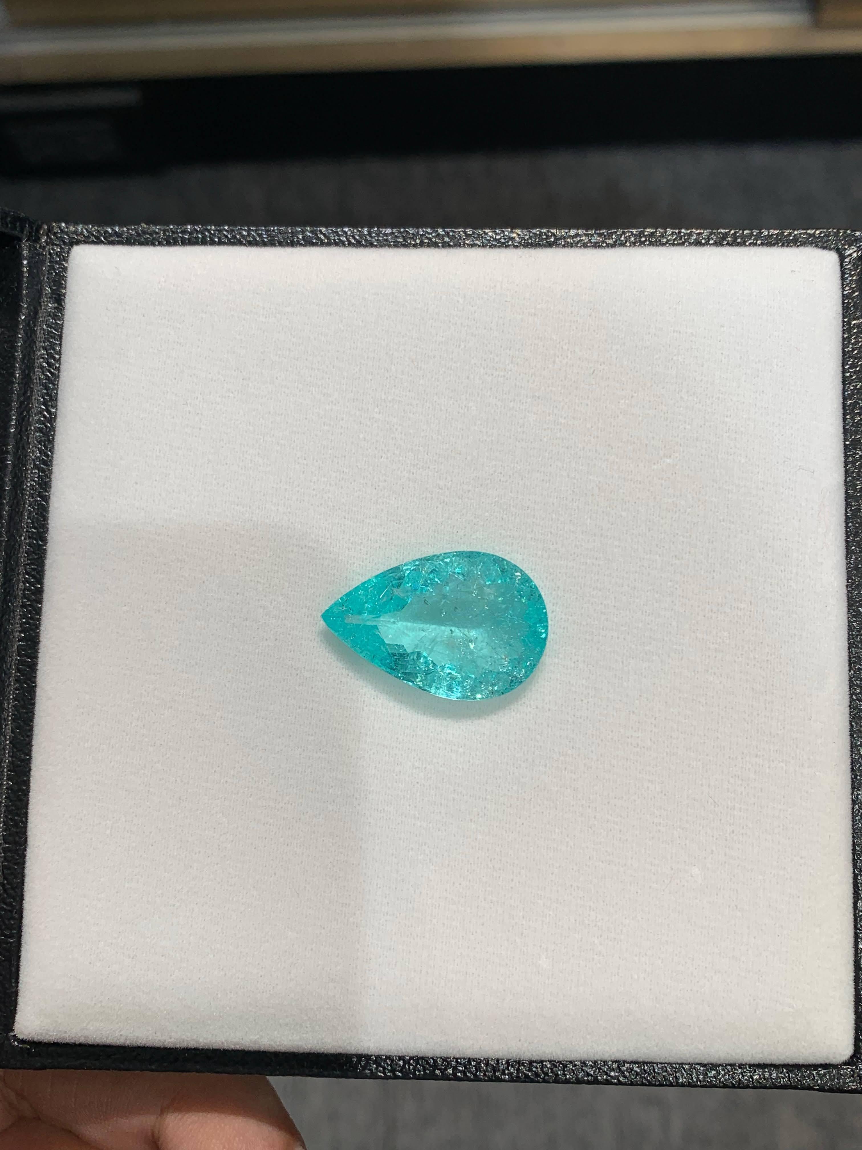 Taglio a goccia 23,07 Carati Naturale Sciolto Certificato Paraiba Tormalina Taglio Pera Mozambico Gemma in vendita