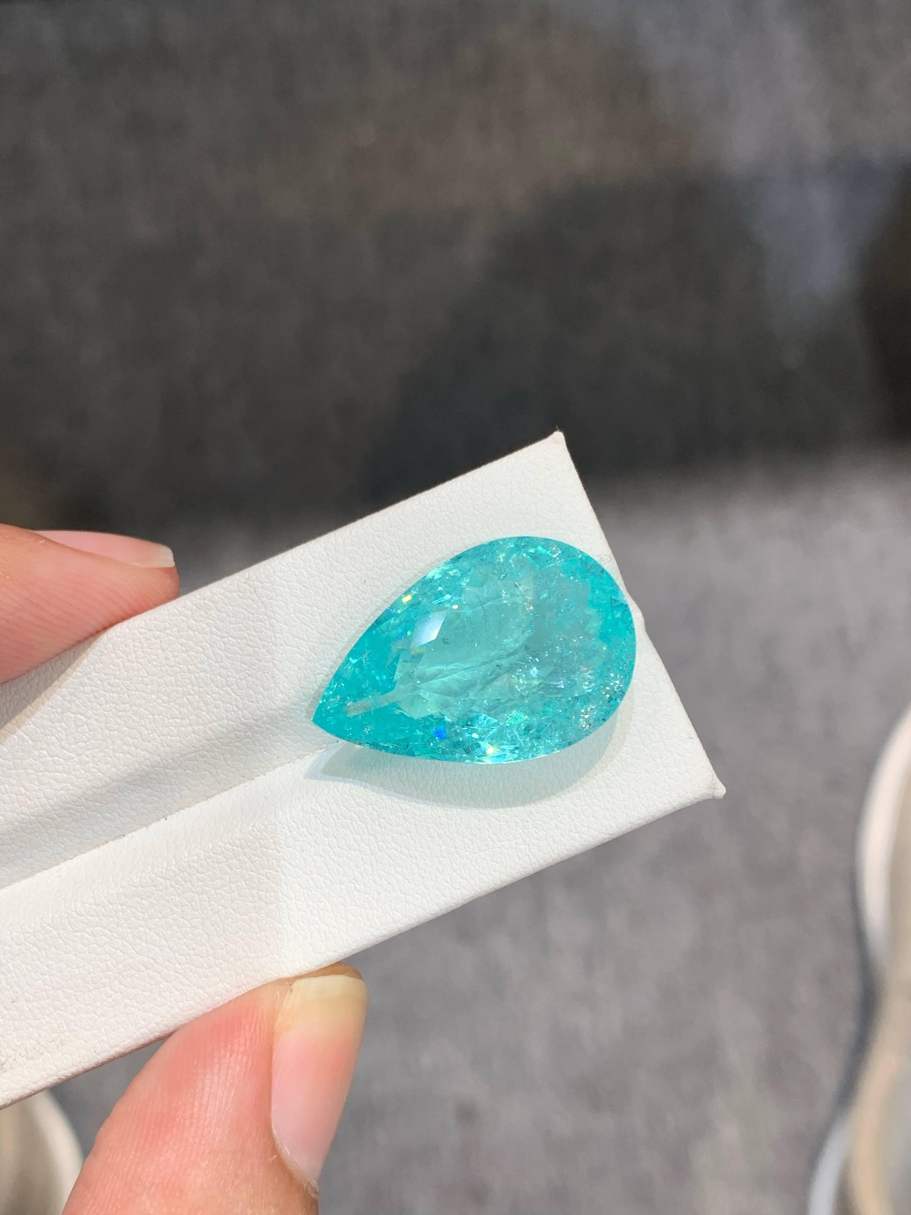 23,07 Carati Naturale Sciolto Certificato Paraiba Tormalina Taglio Pera Mozambico Gemma in vendita 2