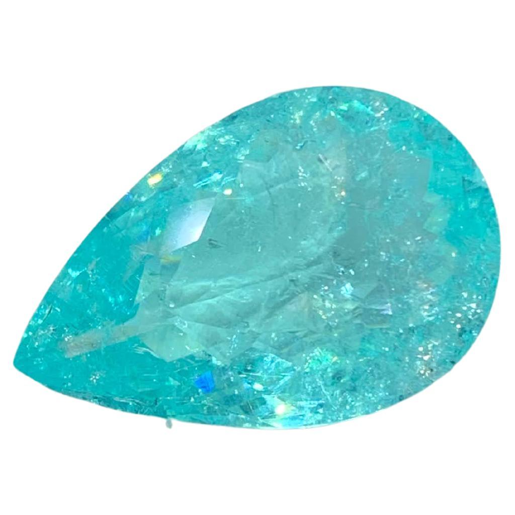 23,07 Carati Naturale Sciolto Certificato Paraiba Tormalina Taglio Pera Mozambico Gemma