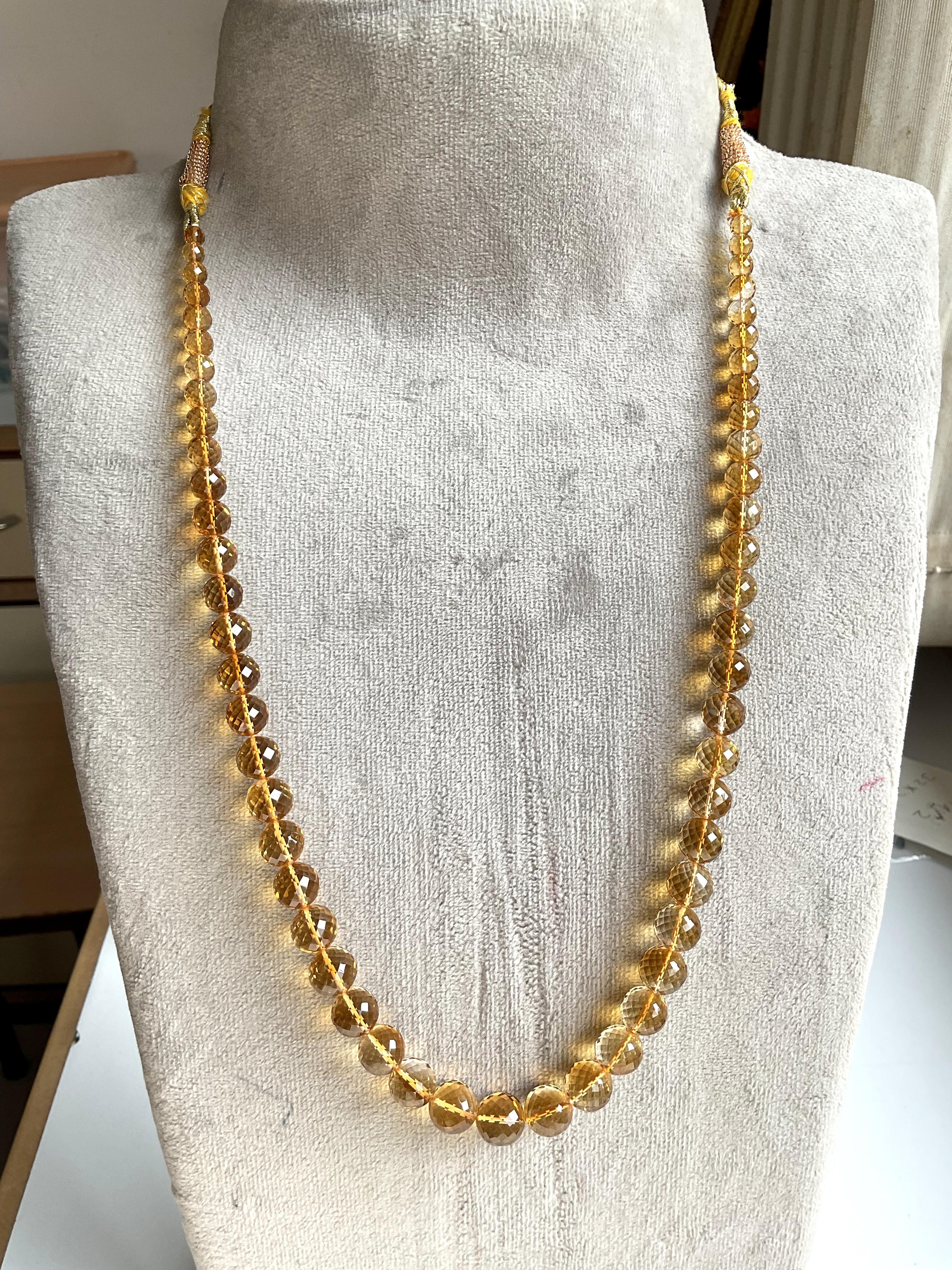Ball Cut 230.90 Carats Citrine Beaded Faceted Balls Fine Jewelry Necklace Natural Gem For Sale