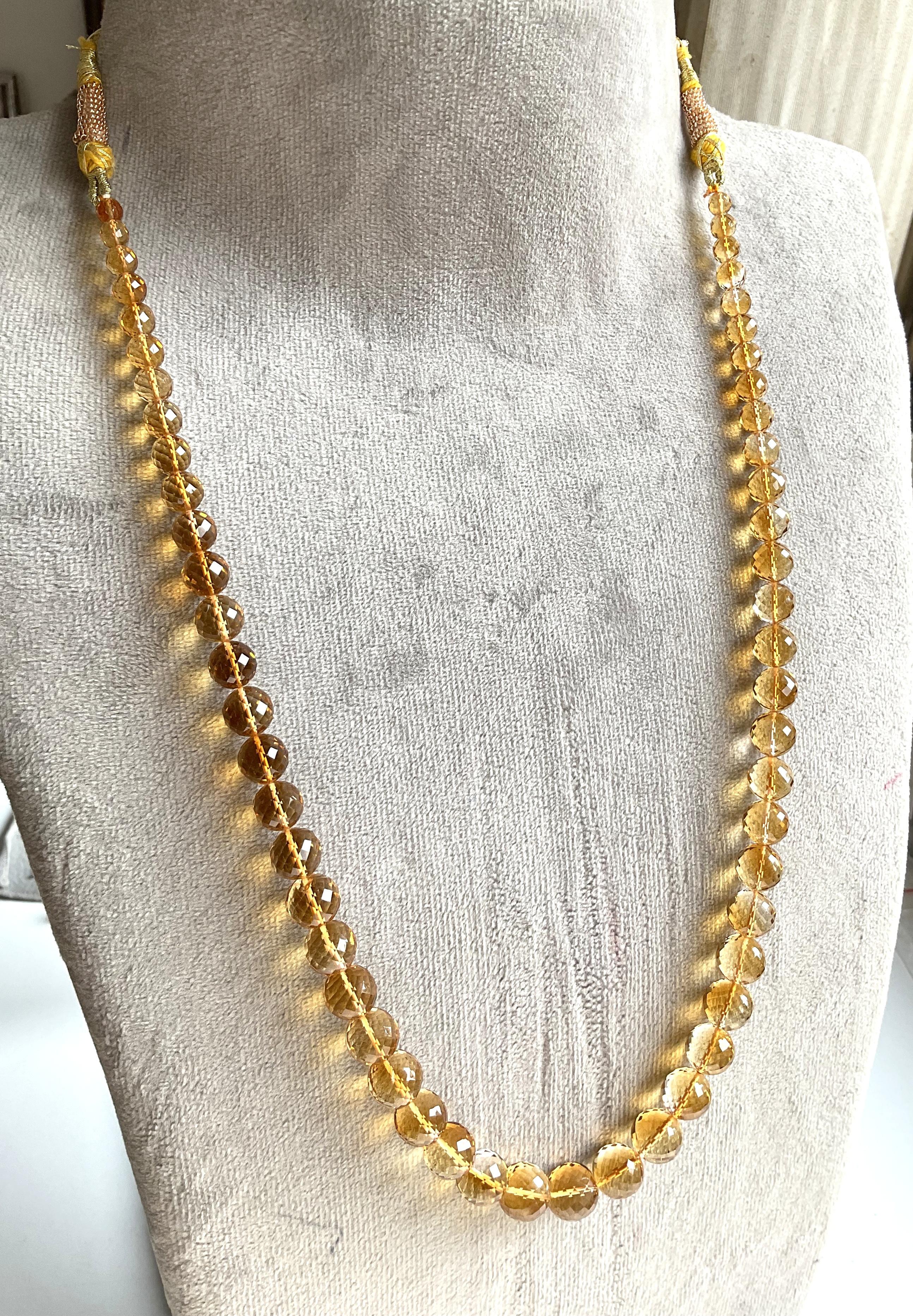 230.90 Carats Citrine Beaded Faceted Balls Fine Jewelry Necklace Natural Gem In New Condition For Sale In Jaipur, RJ
