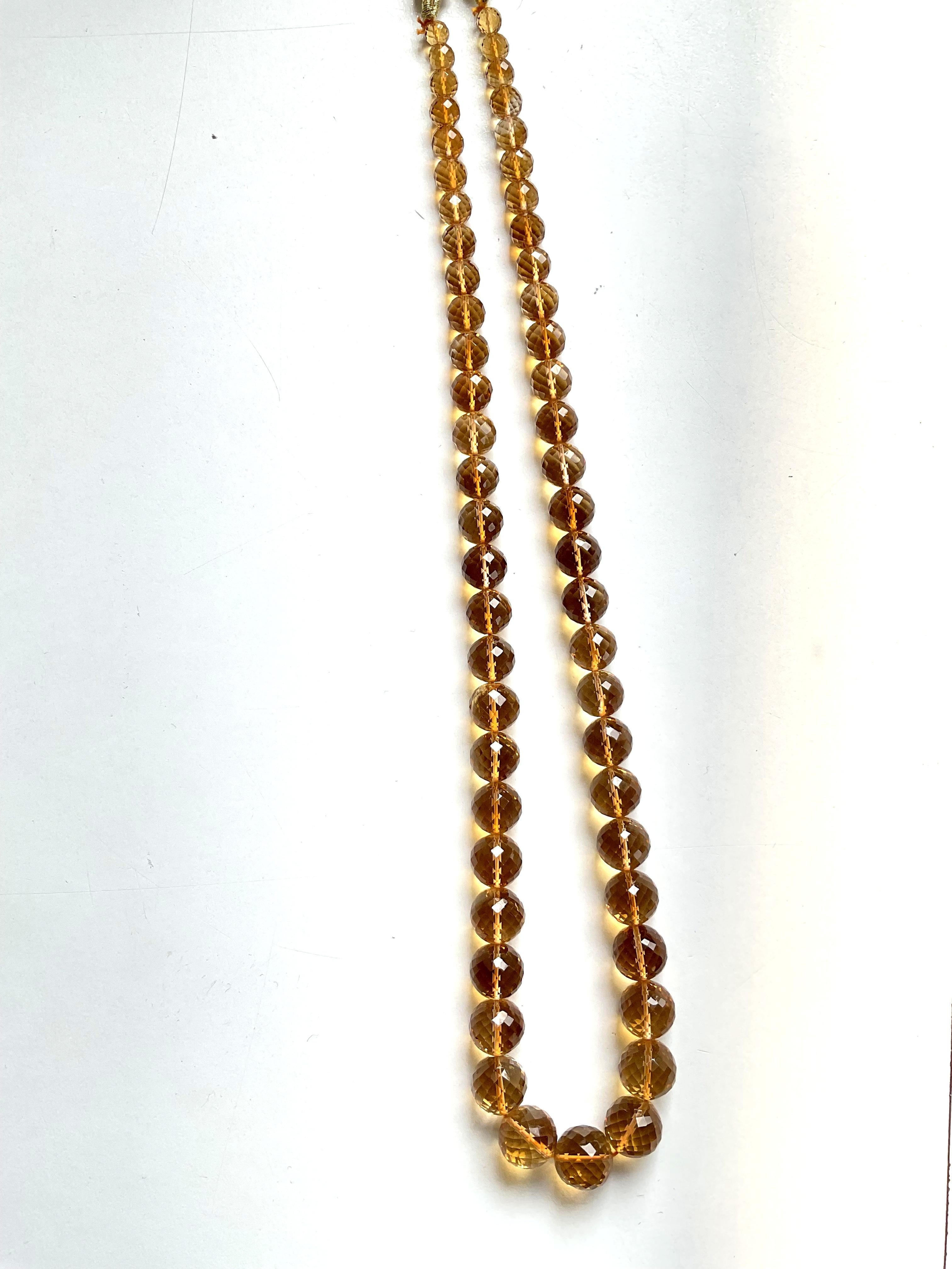 Women's or Men's 230.90 Carats Citrine Beaded Faceted Balls Fine Jewelry Necklace Natural Gem For Sale