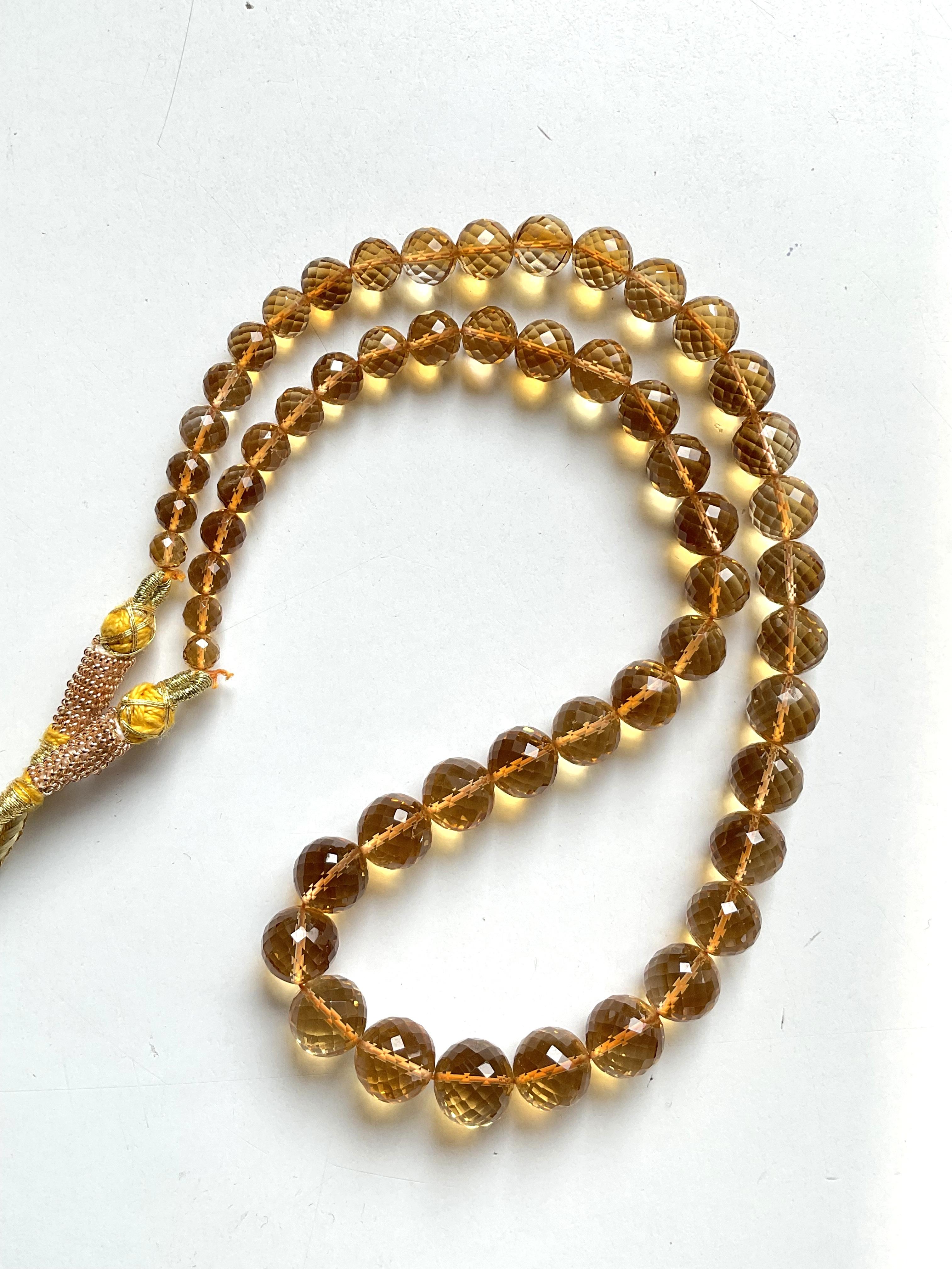 230.90 Carats Citrine Beaded Faceted Balls Fine Jewelry Necklace Natural Gem For Sale 2