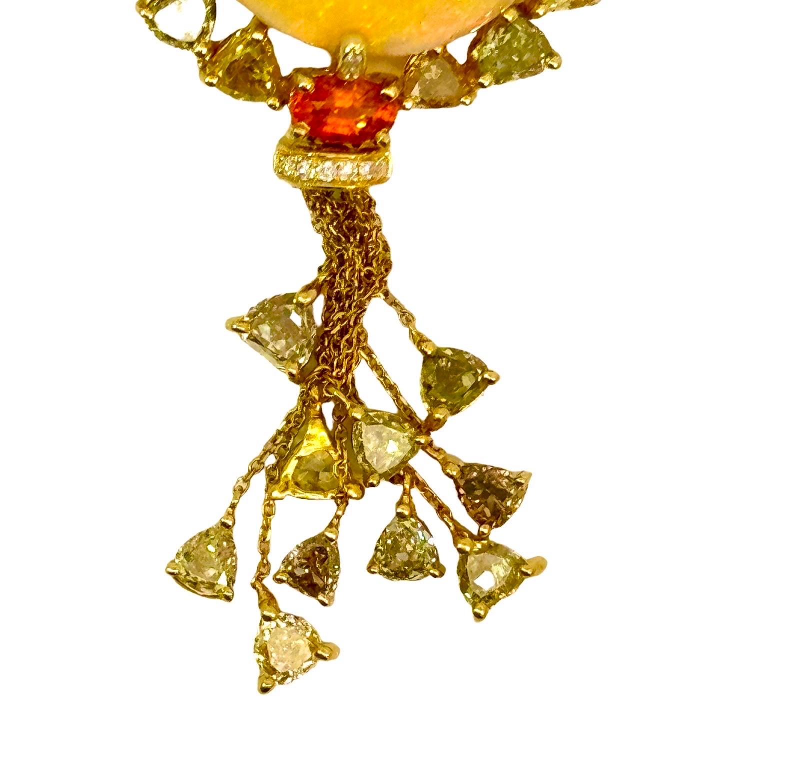 Pendentif serti d'opales, de diamants et de saphirs 23,09 carats en vente 1