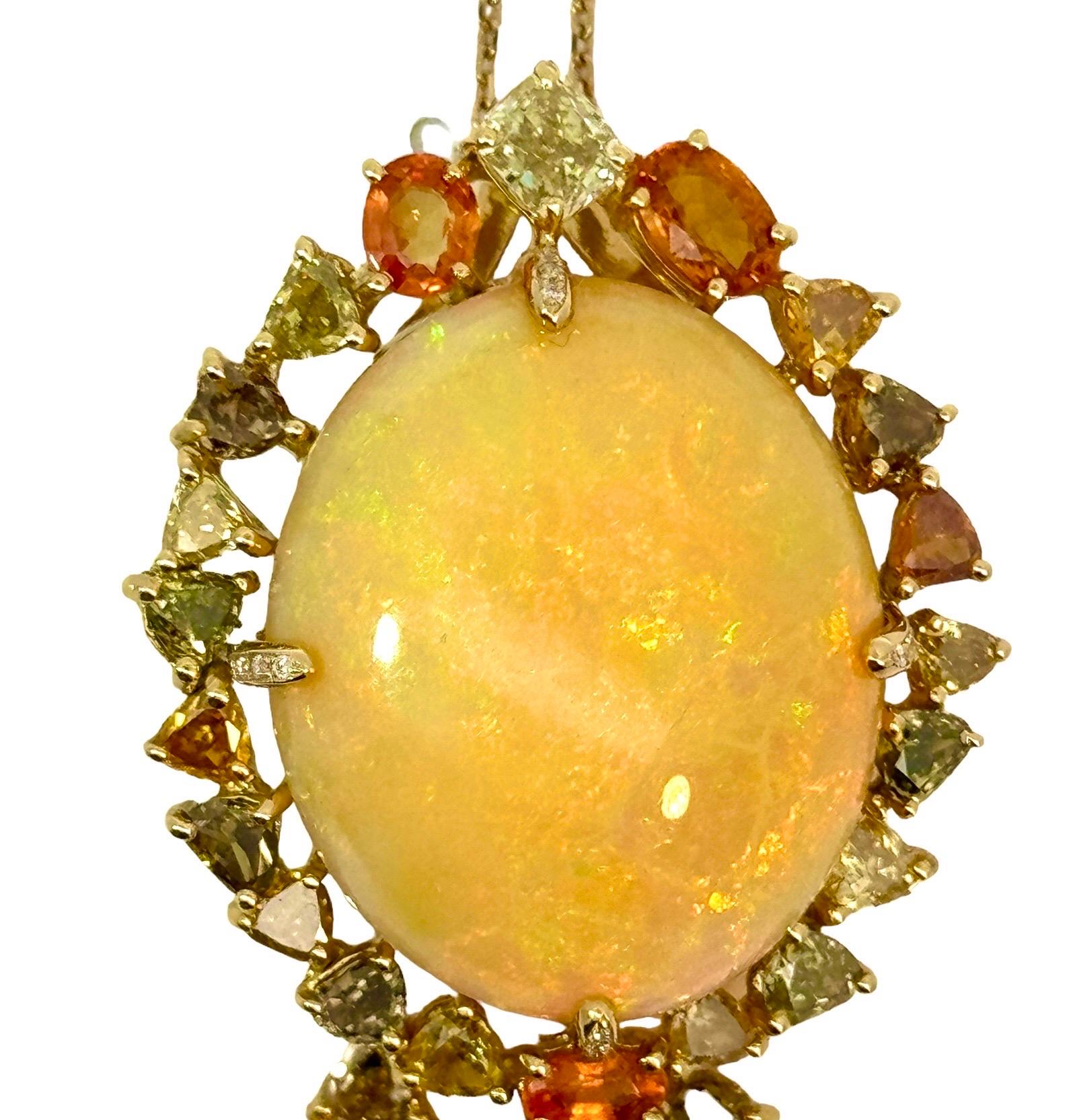 Pendentif serti d'opales, de diamants et de saphirs 23,09 carats en vente 2