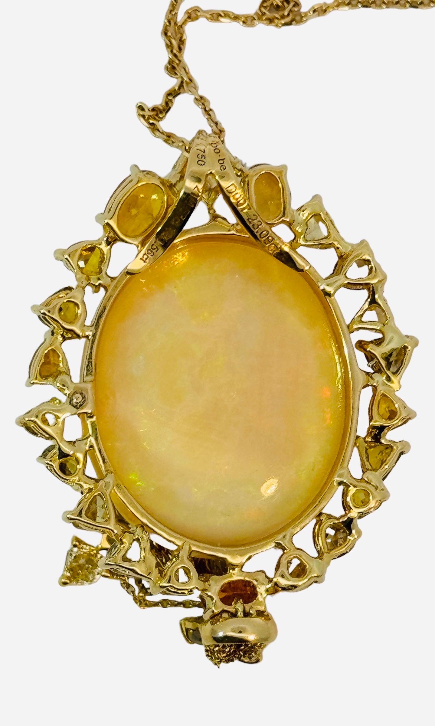 Pendentif serti d'opales, de diamants et de saphirs 23,09 carats en vente 5