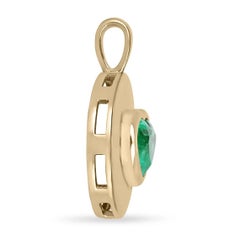 2.30ct 18K Medium Vivid Green Heart Cut Colombian Emerald Signet Bezel Pendant