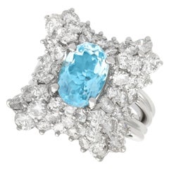 2.30ct Aquamarine and 4.16ct Diamond, 18ct White Gold Dress Ring
