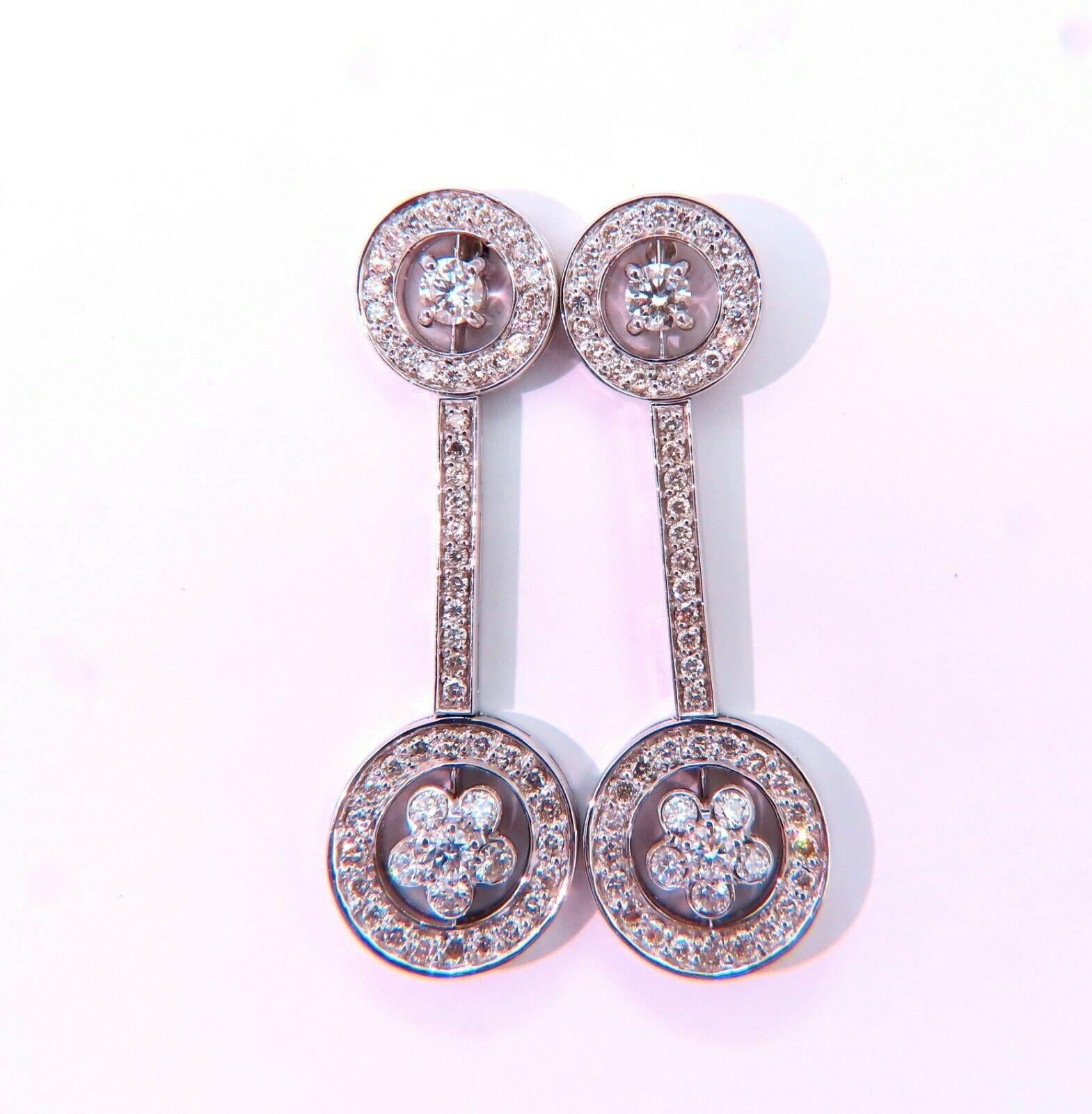 2.30ct Natural Diamonds Cluster Bar Stud Earrings 18kt For Sale 1