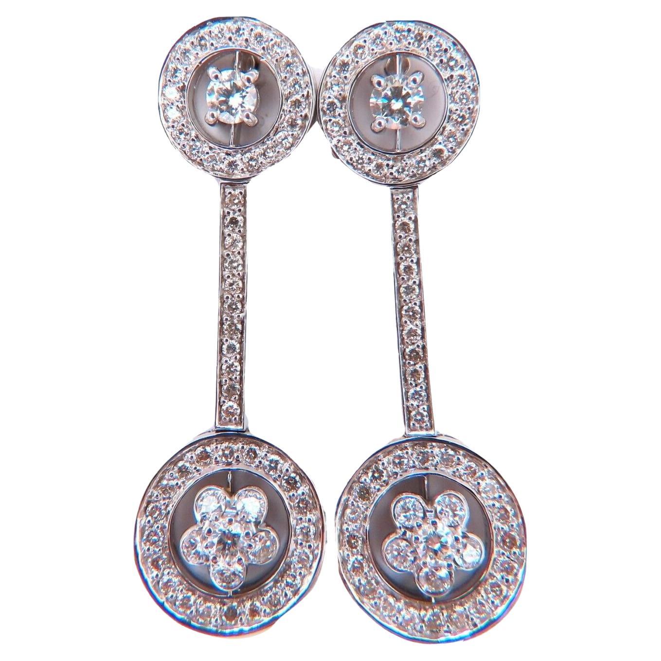 2.30ct Natural Diamonds Cluster Bar Stud Earrings 18kt