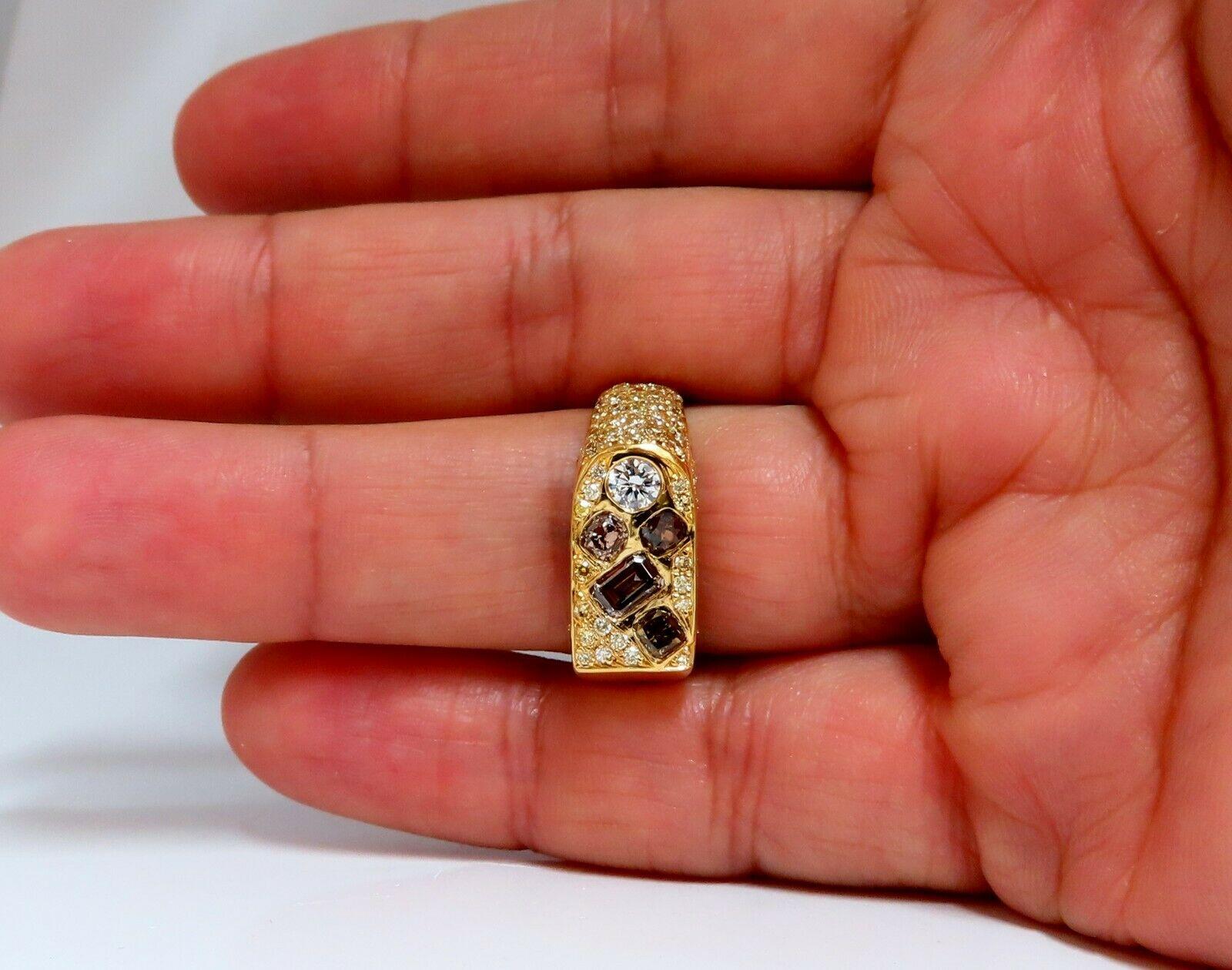 2.30 Carat Natural Fancy Color Diamonds Men's Ring 14Kt Classic Cigar Statement 1