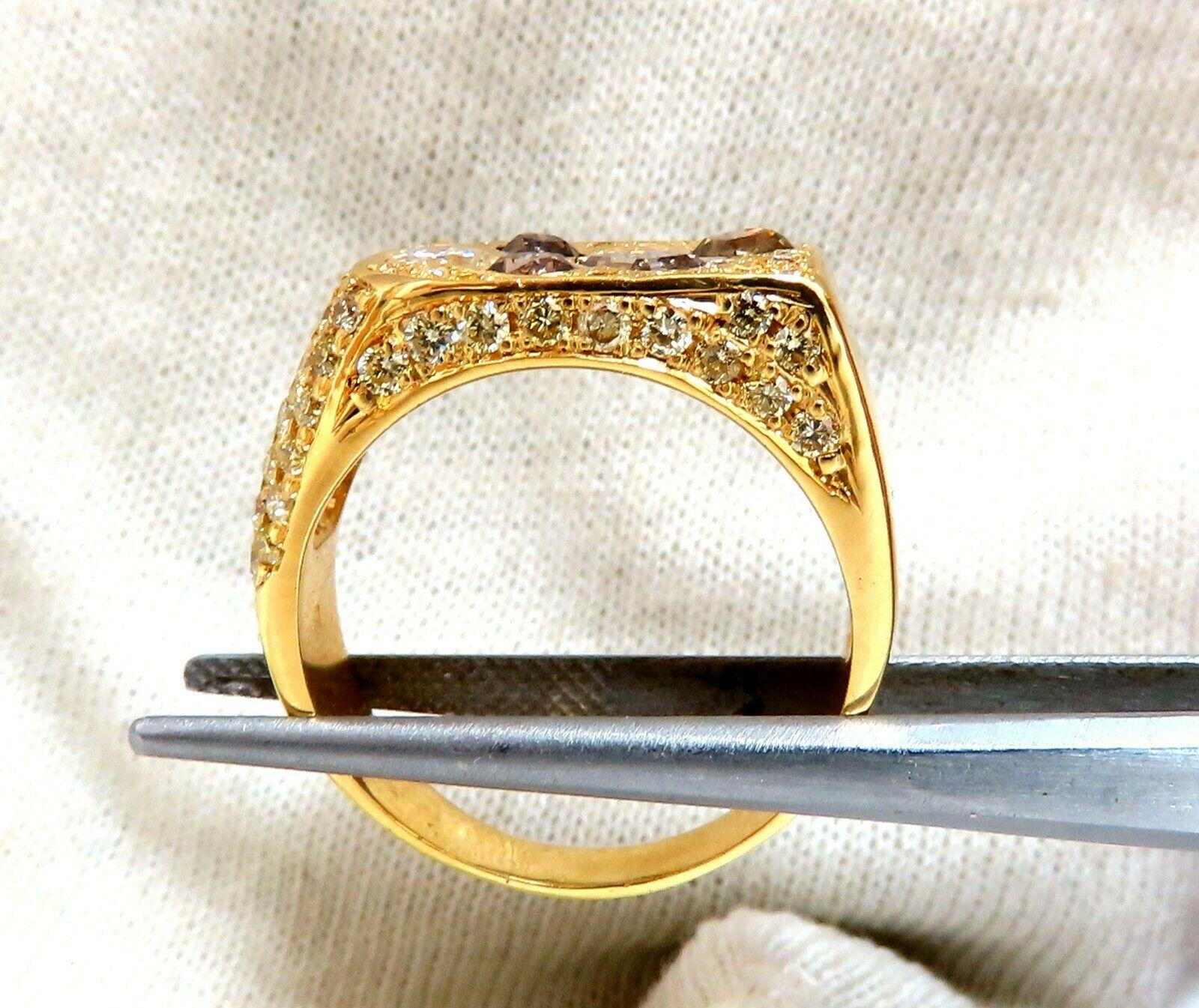 2.30 Carat Natural Fancy Color Diamonds Men's Ring 14Kt Classic Cigar Statement 3
