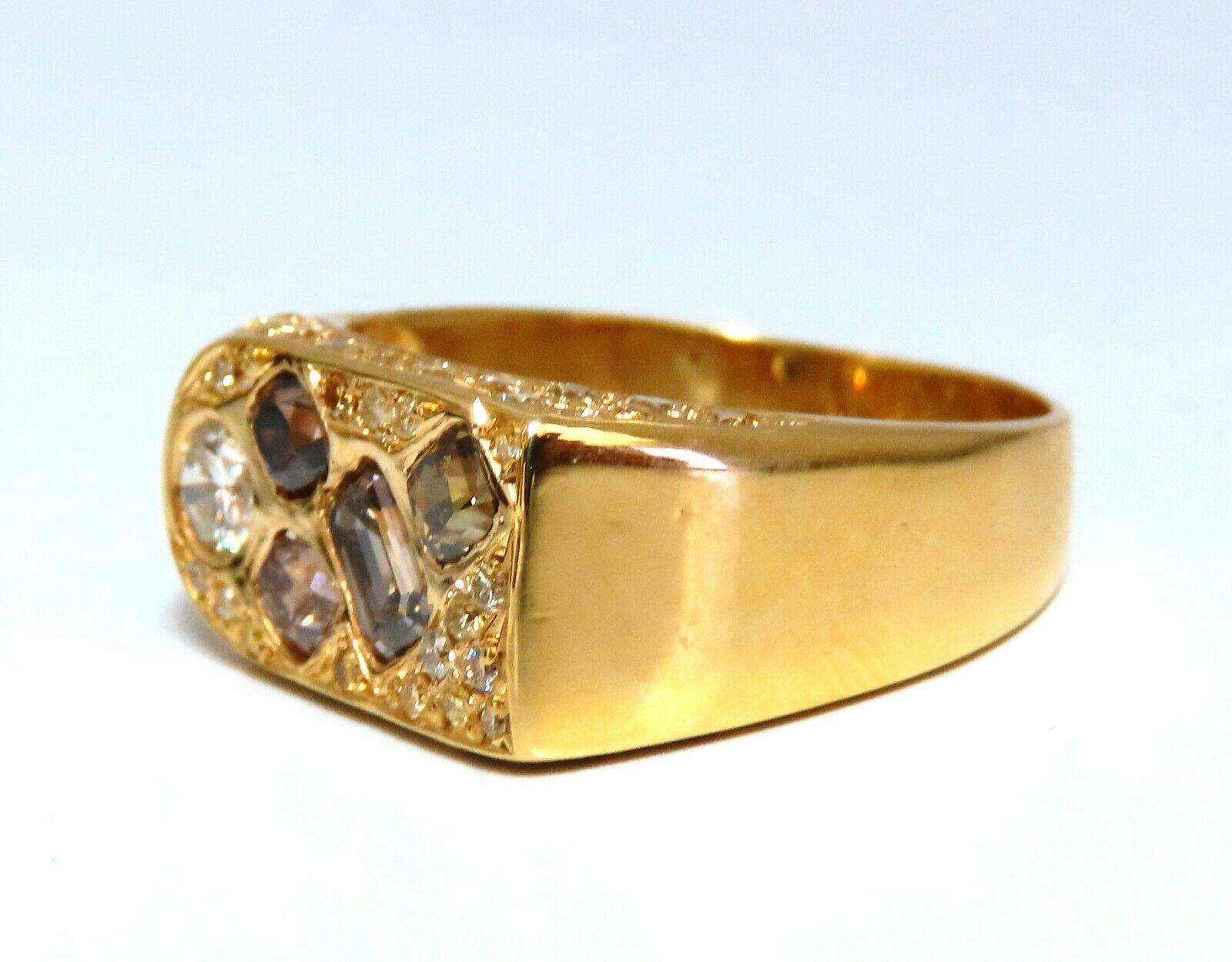 2.30 Carat Natural Fancy Color Diamonds Men's Ring 14Kt Classic Cigar Statement 4