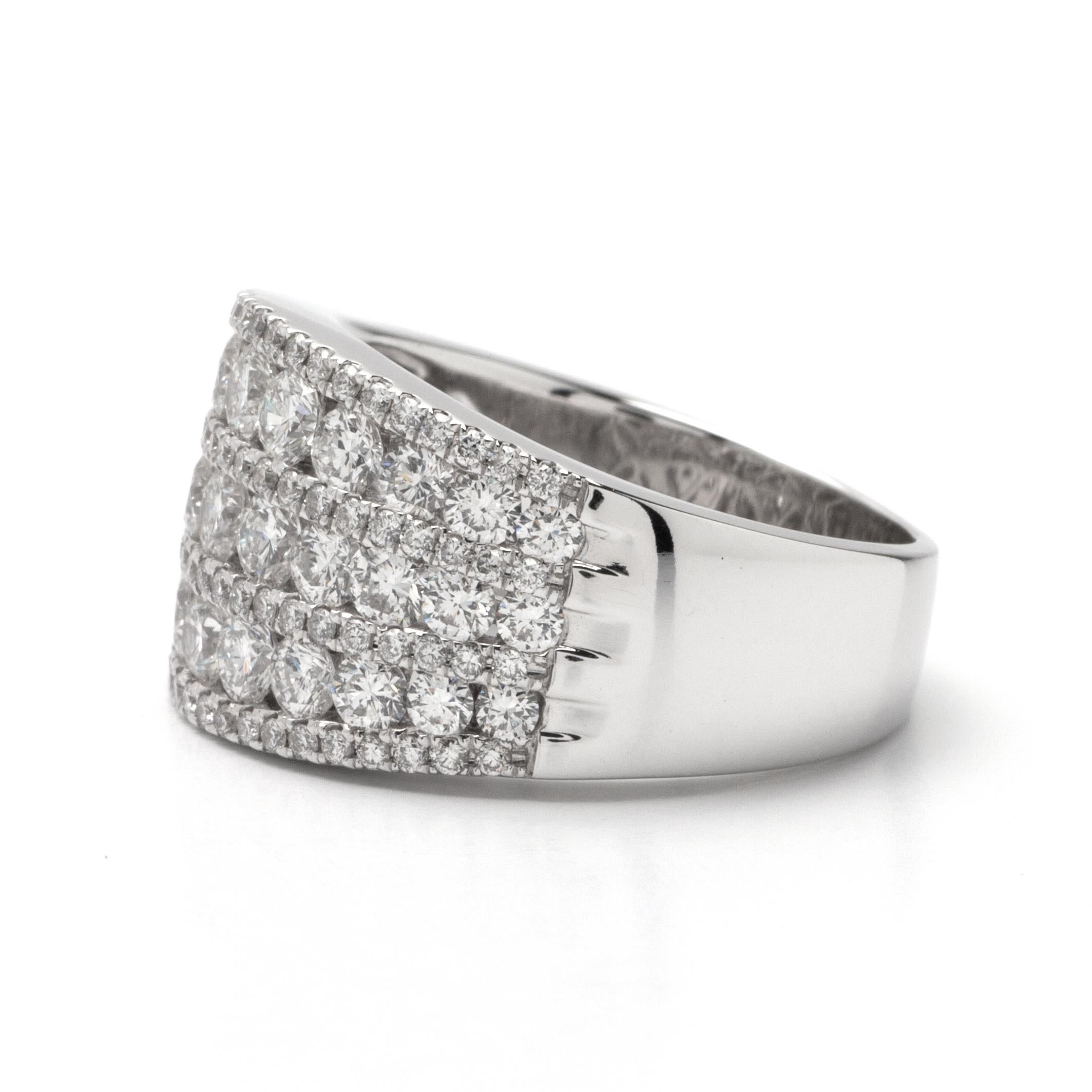 This wedding band is G color, VS1 clarity of 2.30ct side diamonds set in 14K white gold. Available in 14k, 18k white gold, yellow gold, rose gold, and platinum. 