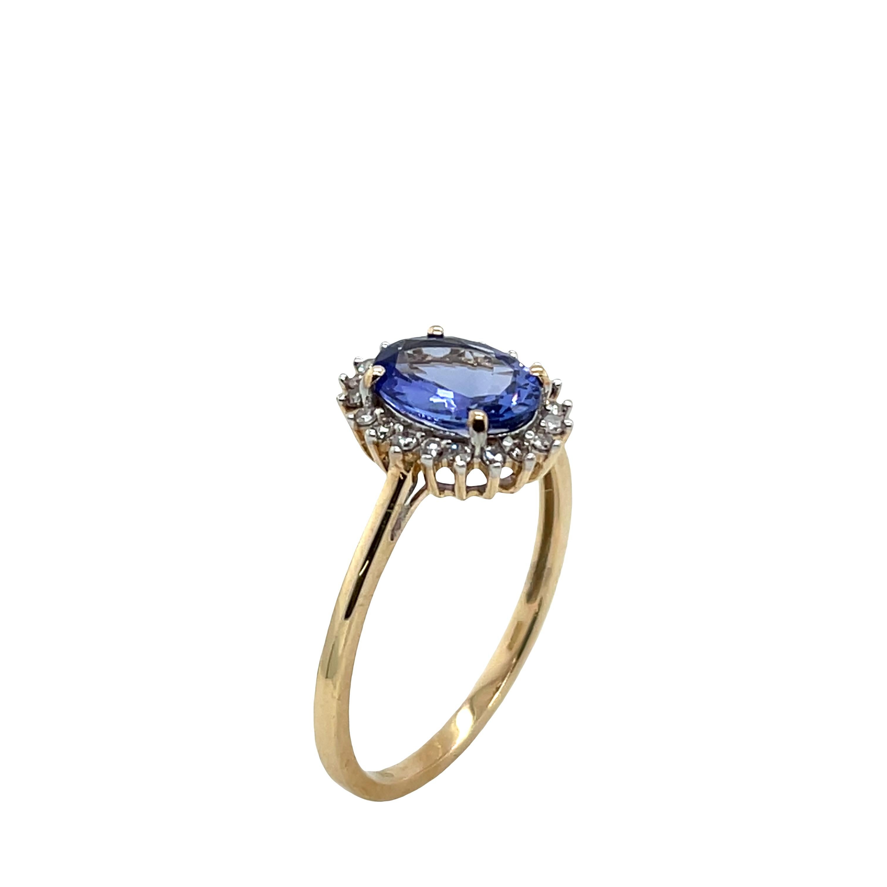 2,30ct Tansanit & Diamant Ring Set in 9ct Gelb- und Weißgold Damen im Angebot