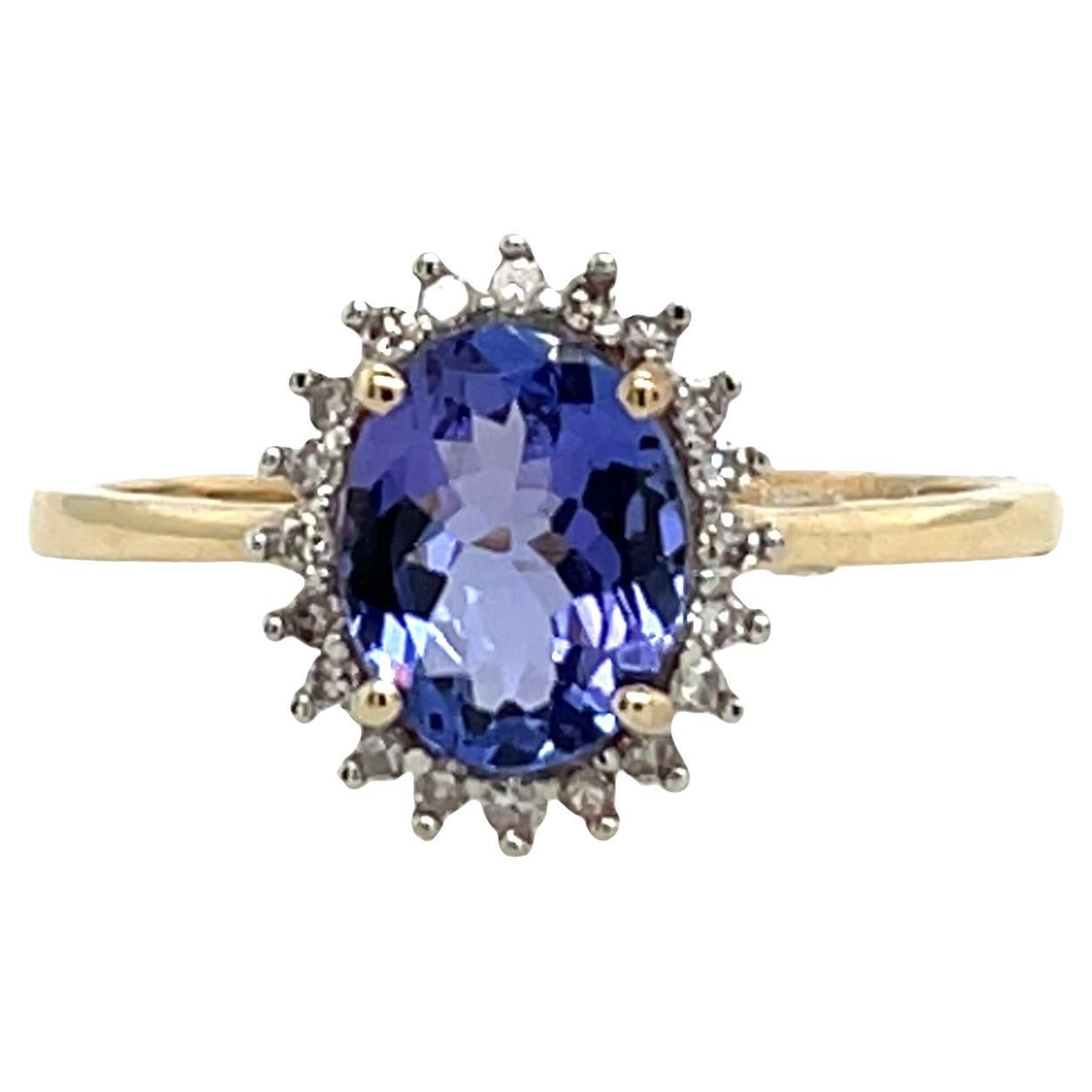 2,30ct Tansanit 
Diamant Ring Set in 9ct Gelb- und Weißgold