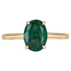 2.30cts 14K 4-Prong Oval Emerald Solitaire Ring