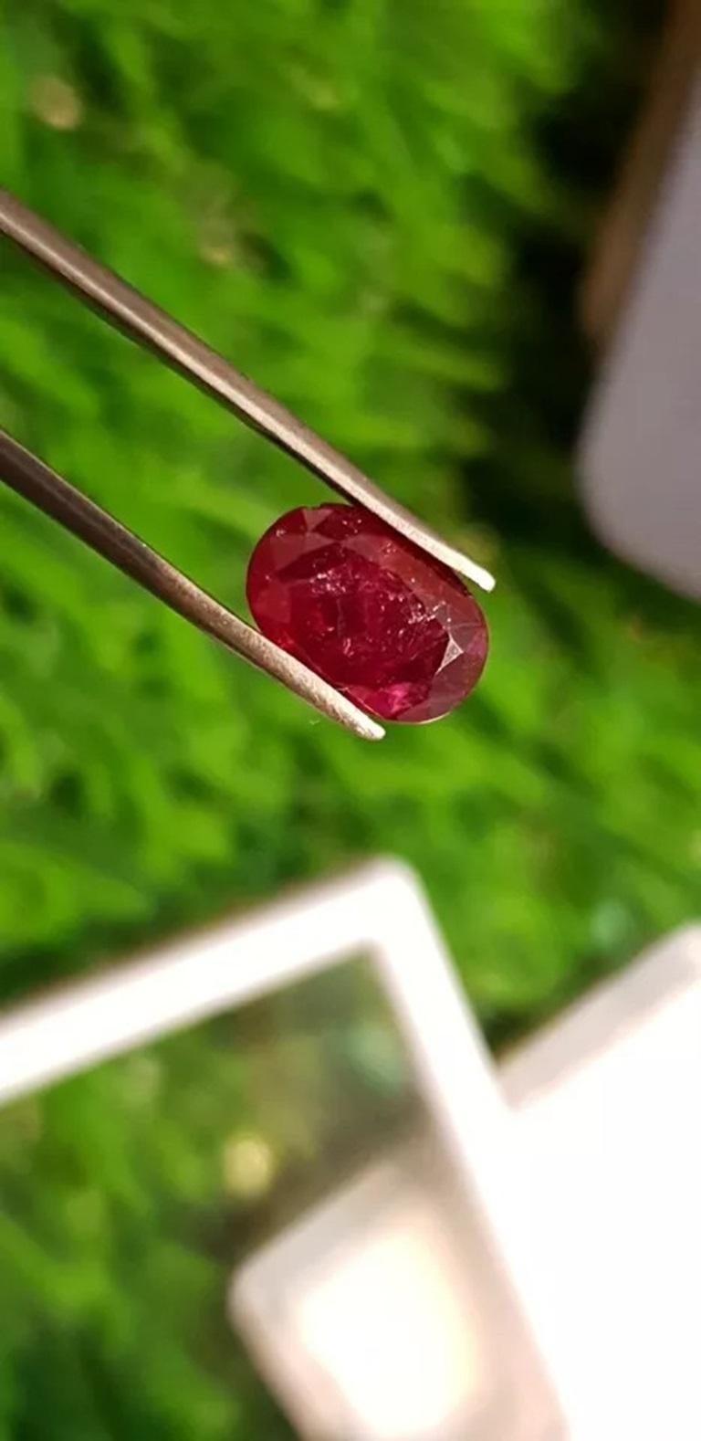 2.30cts Mozambique Blood Red Unheated Ruby Cut Stone 100% Natural Certified In New Condition For Sale In Chicago, IL