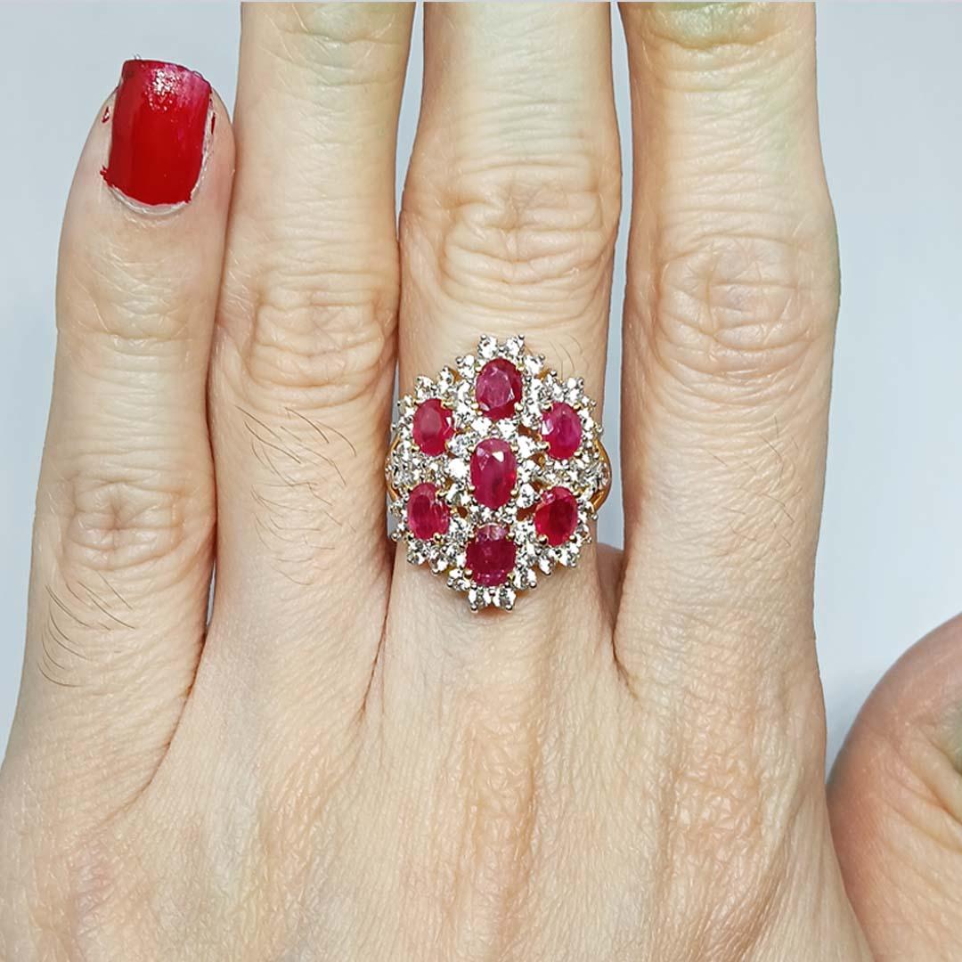 De las mujeres Anillo de rubí madagasca de 2,30cts. Plata de ley sobre chapado en oro de 18 quilates. en venta