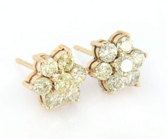 2.30ctw Diamond Flower Earrings in 10K Yellow Gold