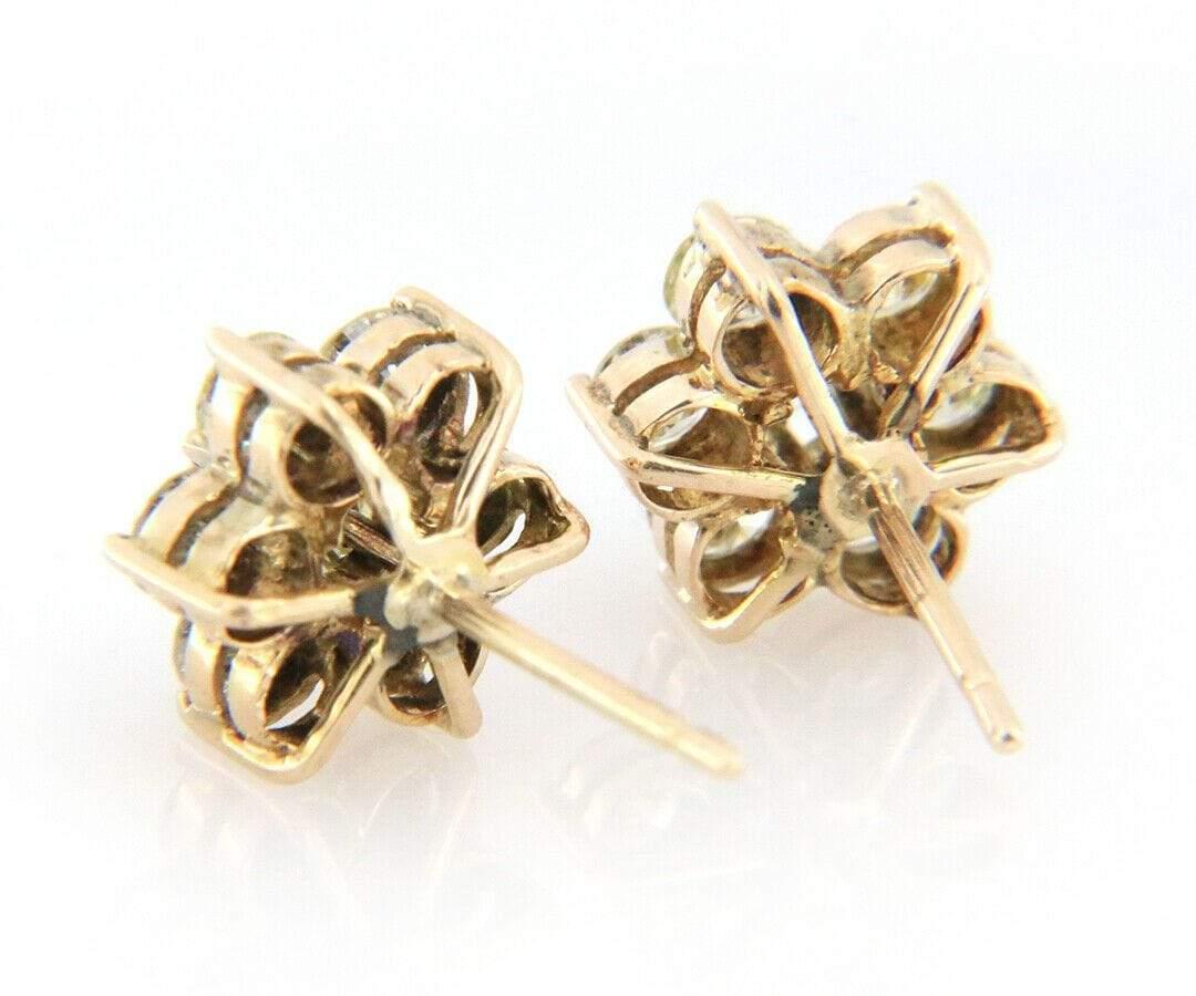 Women's 2.30ctw Diamond Flower Earrings in 10K Yellow Gold For Sale